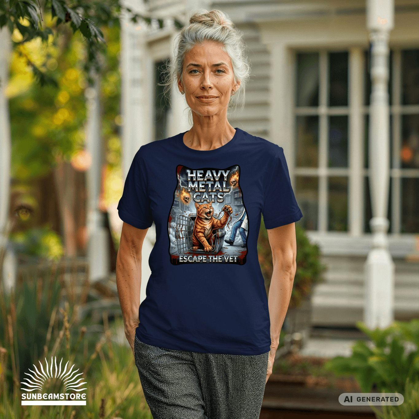 Heavy Metal Cats – Escape the Vet T-Shirt | Lustiges Katzen Metal Shirt | Gildan 64000 Unisex Rock & Heavy Metal Tee - Sunbeamstore