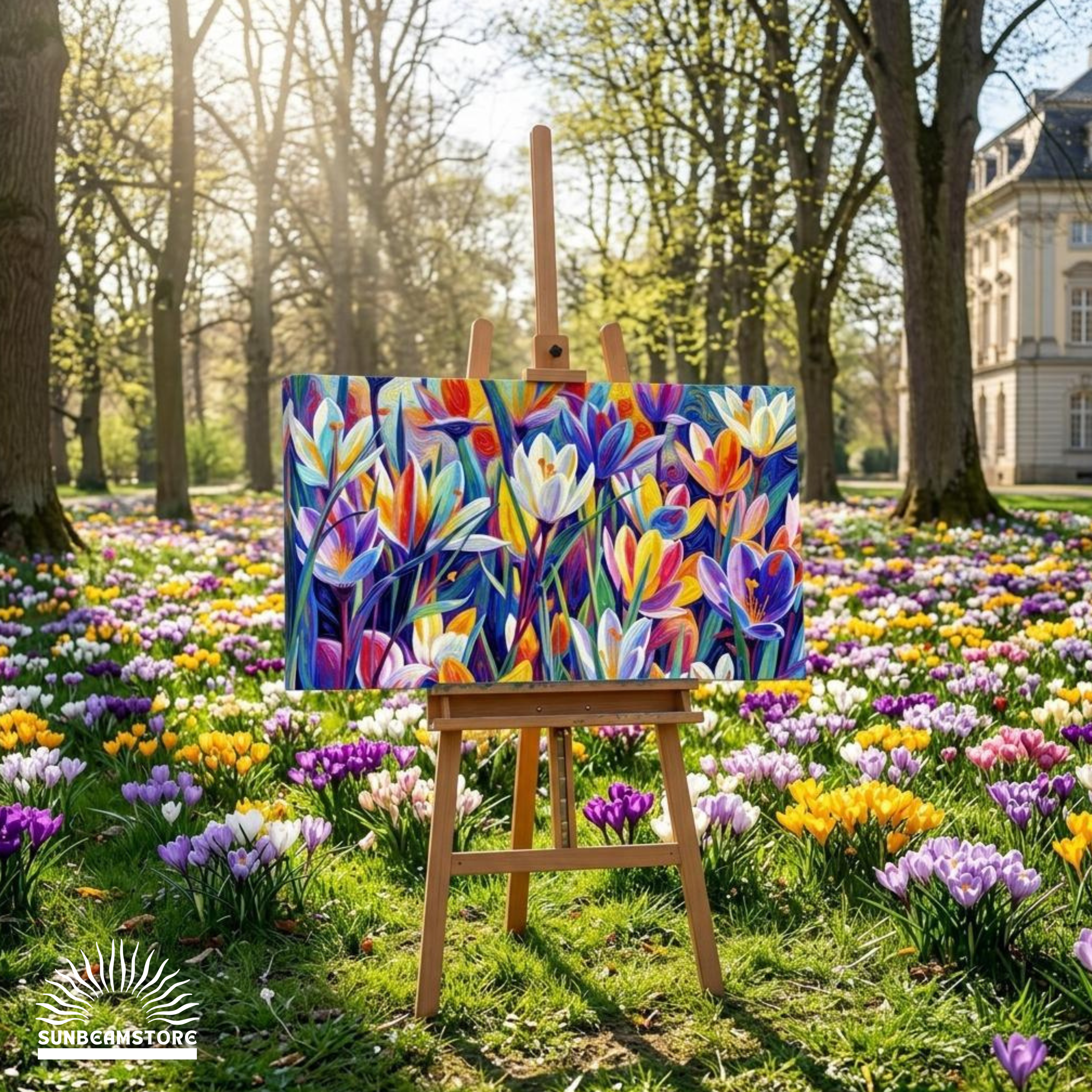 Krokus Frühlingserwachen II – Leinwandbild 100×50 cm | Helles Blumenbild auf Canvas | Moderne Wandkunst