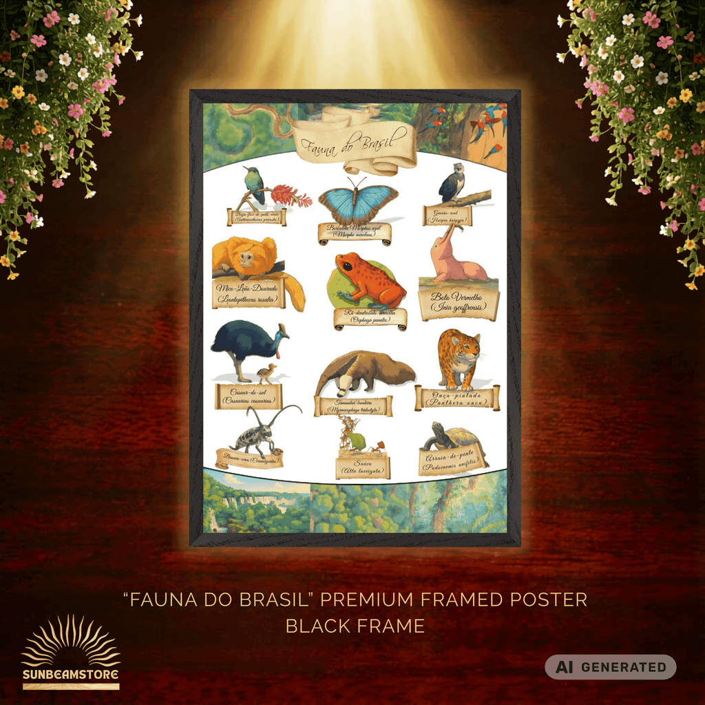 FAUNA DO BRASIL / Premium Wooden Framed Poster With Premium Semi-Glossy Paper - Sunbeamstore