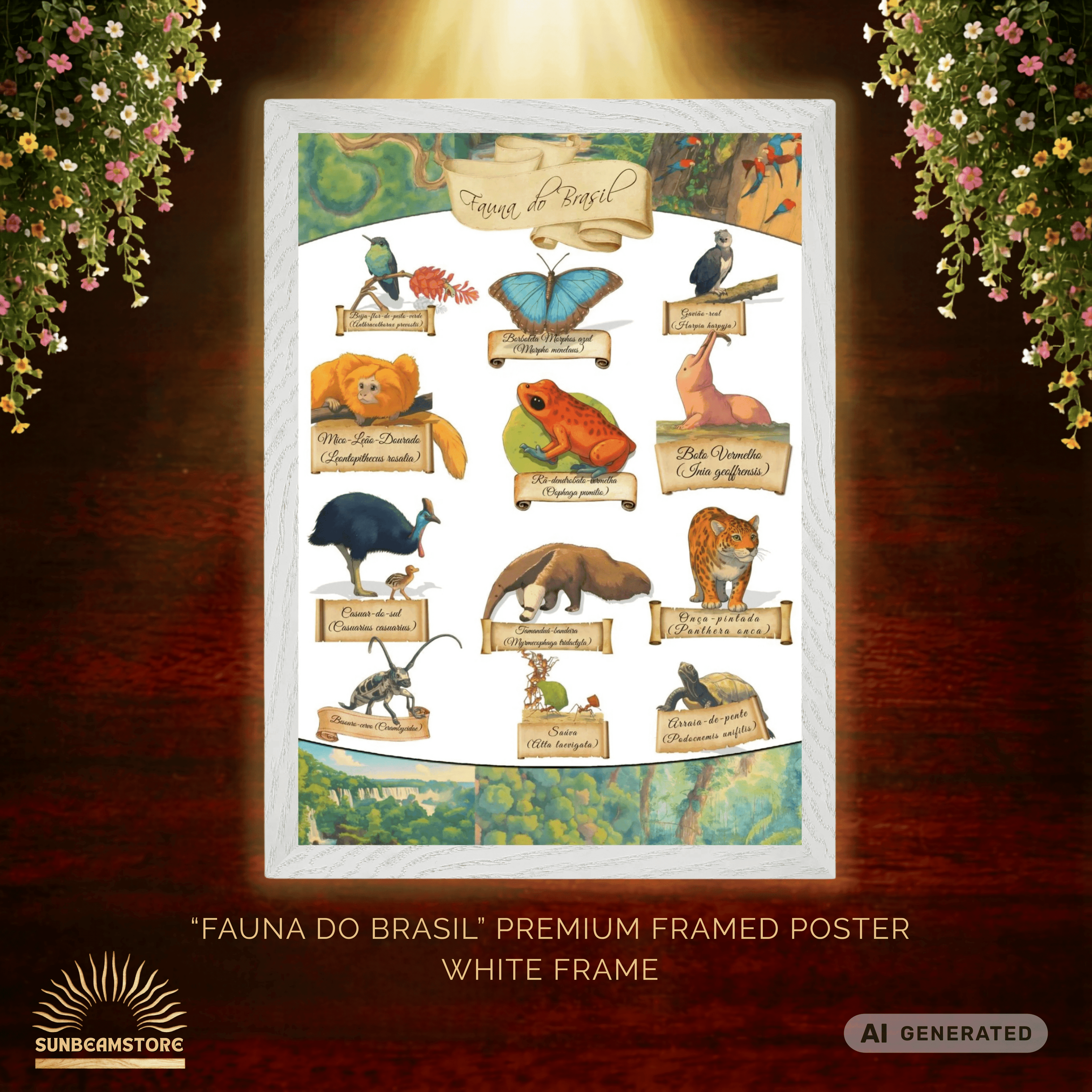 FAUNA DO BRASIL / Premium Wooden Framed Poster With Premium Semi-Glossy Paper - Sunbeamstore