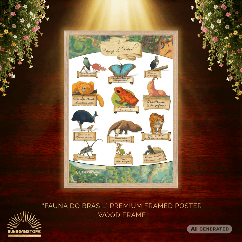 FAUNA DO BRASIL / Premium Wooden Framed Poster With Premium Semi-Glossy Paper - Sunbeamstore