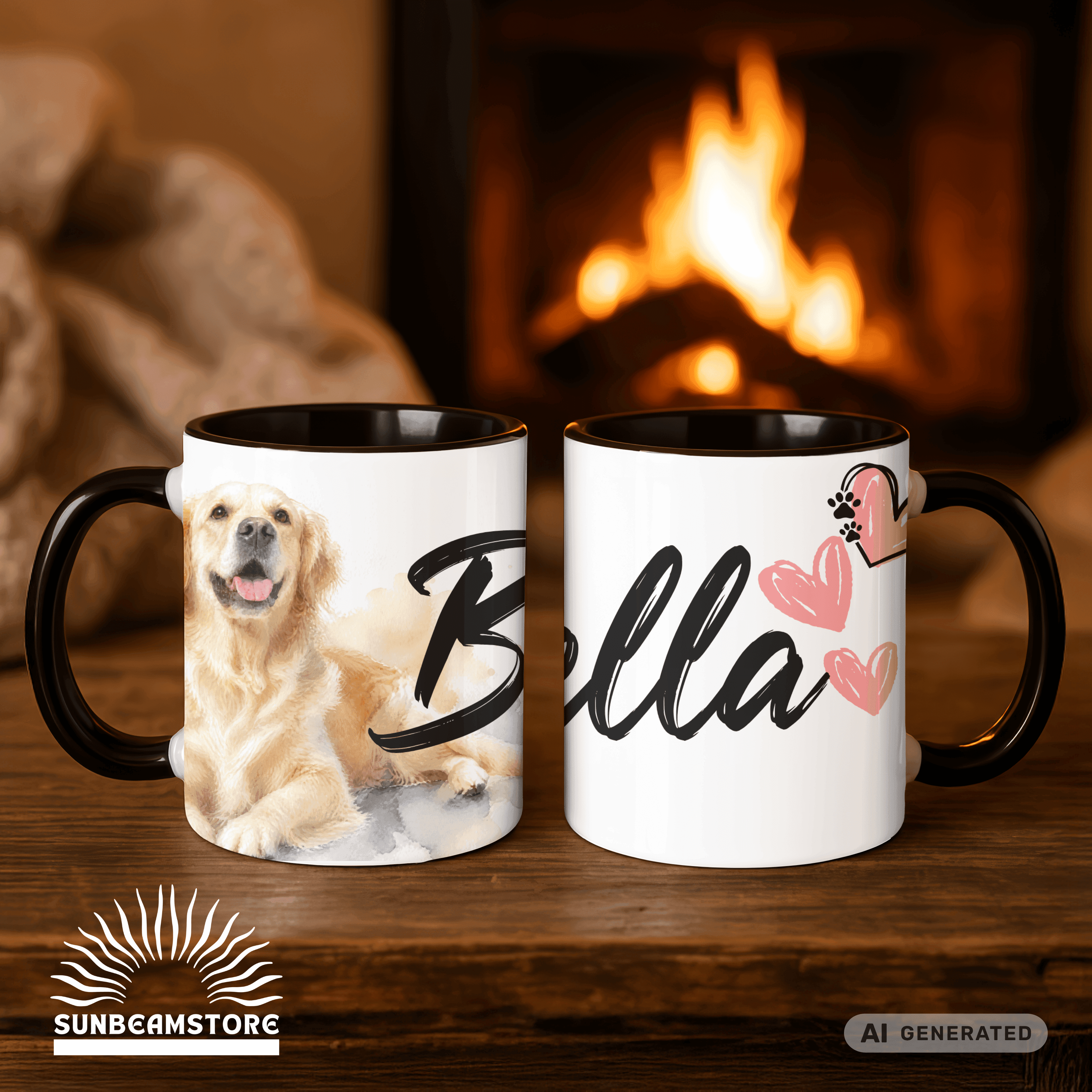 Personalisierte Golden Retriever Tasse 11oz – Aquarell Hundemotiv mit Namen | Geschenk für Hundeliebhaber | Keramiktasse mit Farbwahl - Sunbeamstore