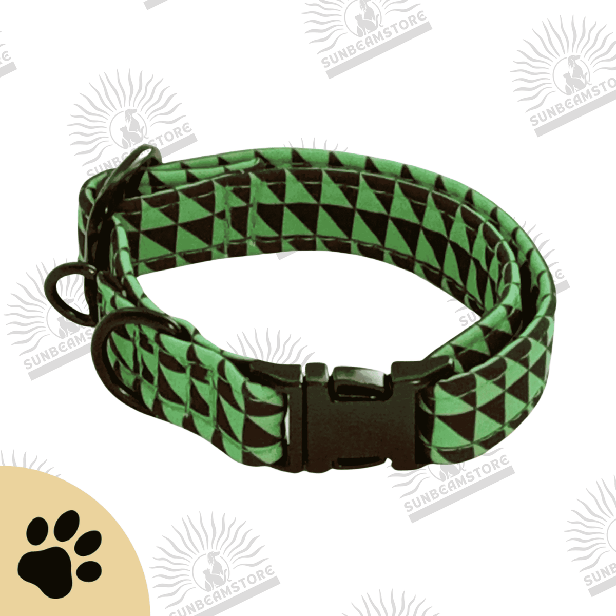 Green Triangle – Design-Hundehalsband mit geometrischem Muster & Metallbeschlägen - Sunbeamstore