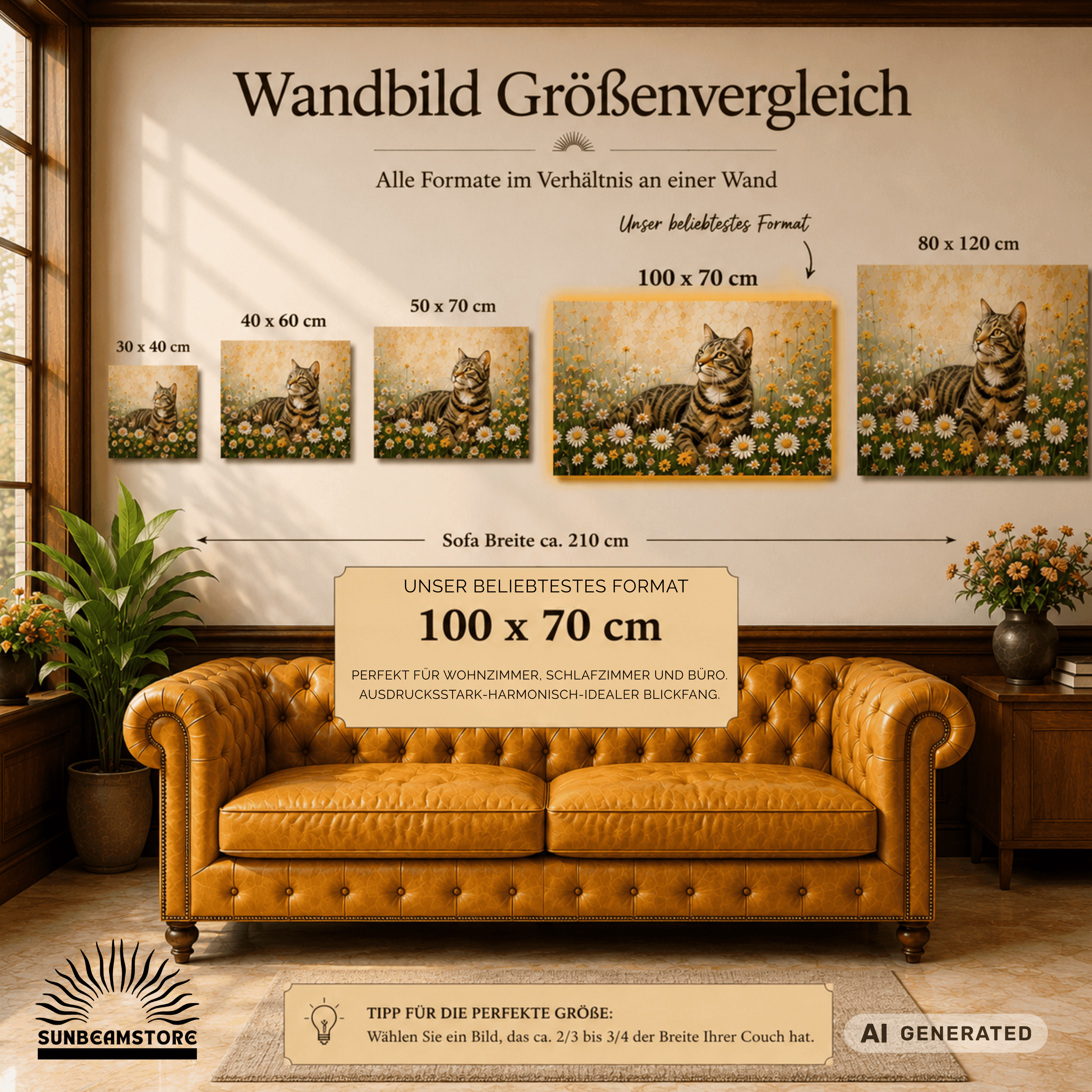 Spray Cat – Moderne Graffiti Cat Art auf Leinwand I Canvas 70x100 cm / 28x40″ - Sunbeamstore