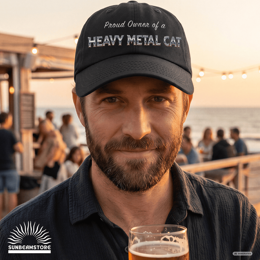 Heavy Metal Cat – Proud Owner Cap I Bestickte Flexfit Cap für Katzenfans, Metalheads & Rockfans - Sunbeamstore