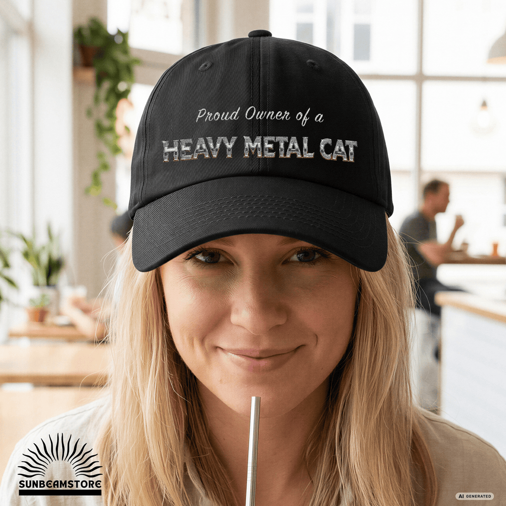 Heavy Metal Cat – Proud Owner Cap I Bestickte Flexfit Cap für Katzenfans, Metalheads & Rockfans - Sunbeamstore