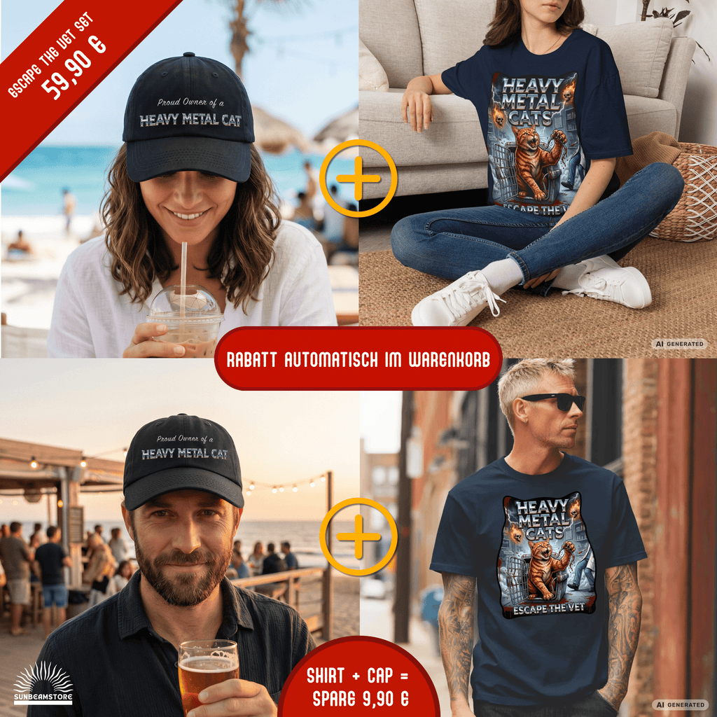 Heavy Metal Cat – Proud Owner Cap I Bestickte Flexfit Cap für Katzenfans, Metalheads & Rockfans - Sunbeamstore