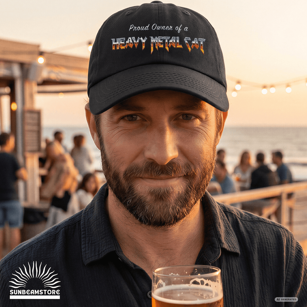 Heavy Metal Cat – Proud Owner Cap | Bestickte Flexfit Cap für Katzenfans, Metalheads & Rockfans - Sunbeamstore
