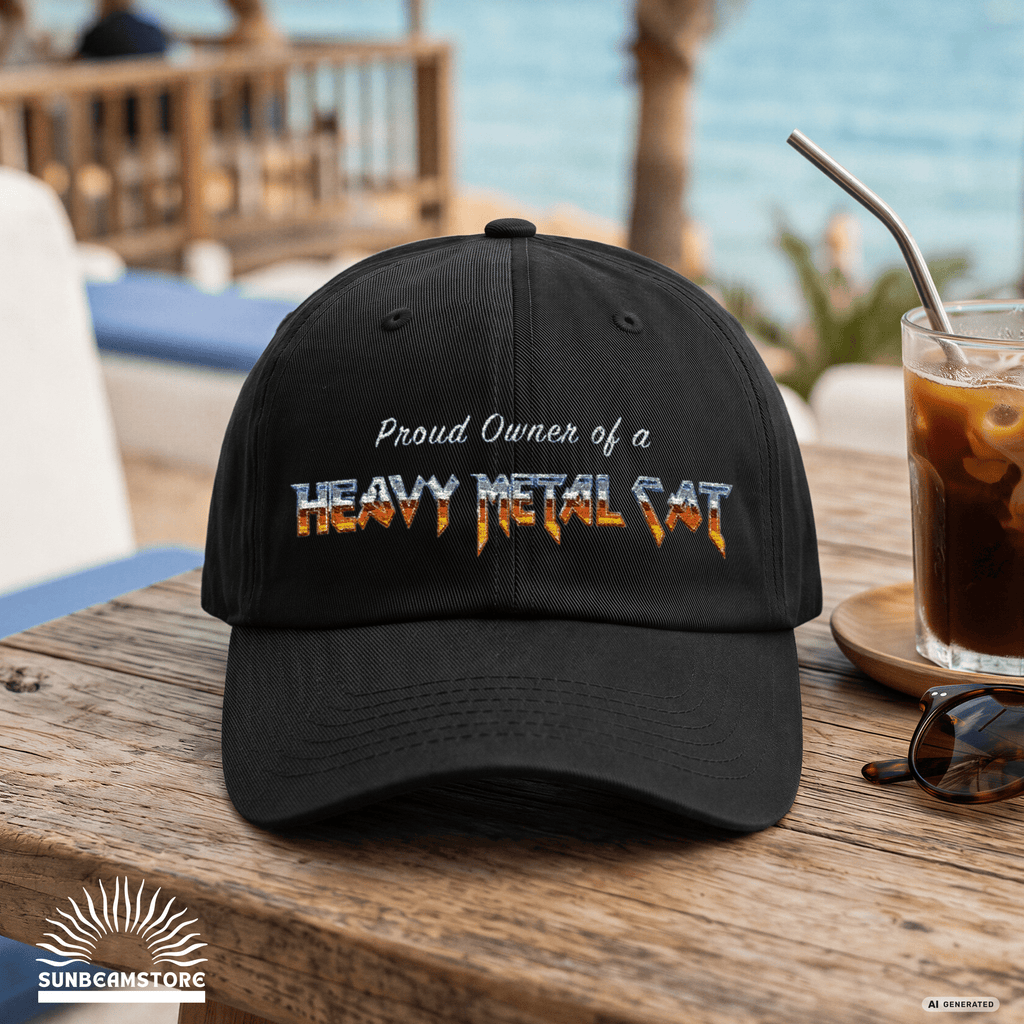 Heavy Metal Cat – Proud Owner Cap | Bestickte Flexfit Cap für Katzenfans, Metalheads & Rockfans - Sunbeamstore