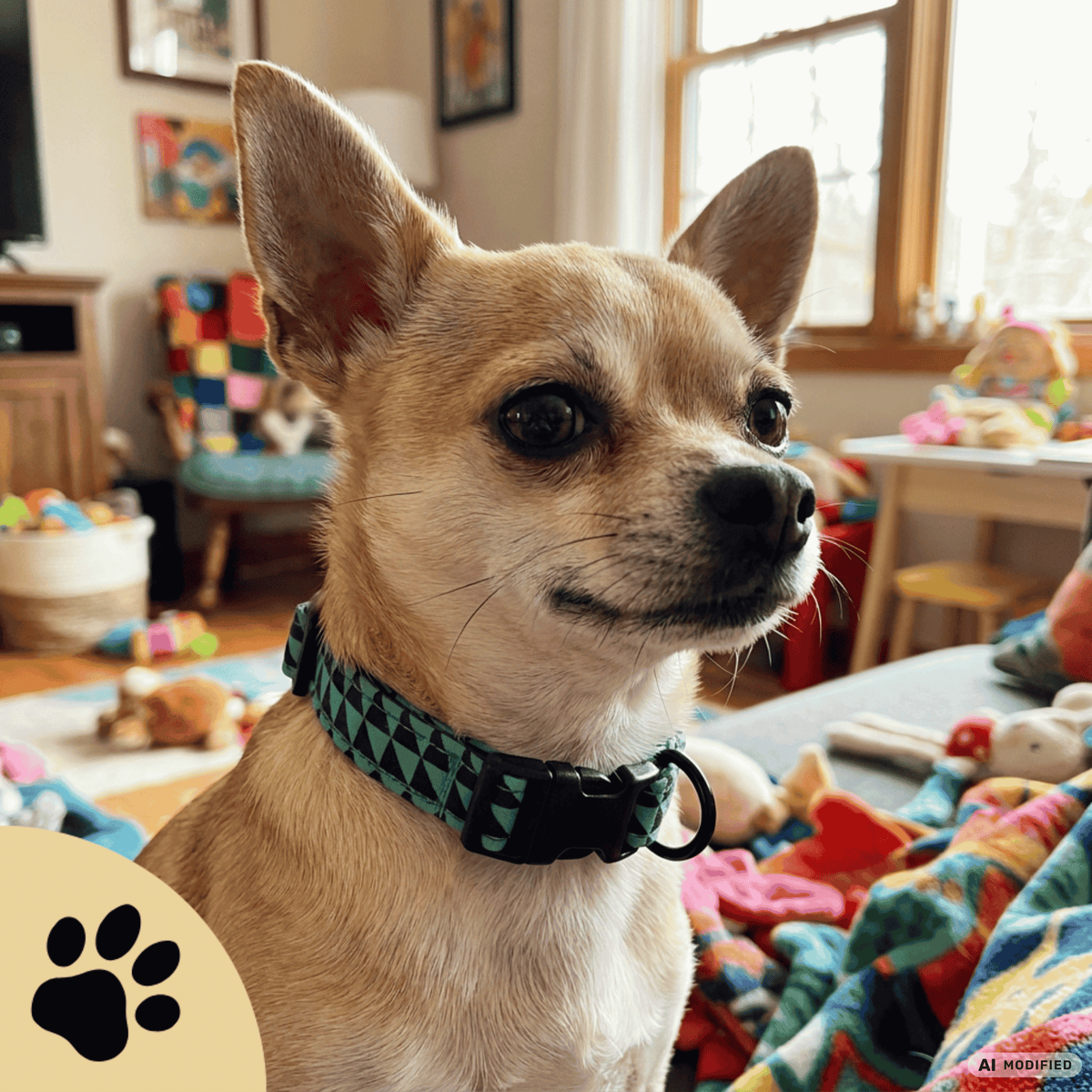 Green Triangle – Design-Hundehalsband mit geometrischem Muster & Metallbeschlägen - Sunbeamstore