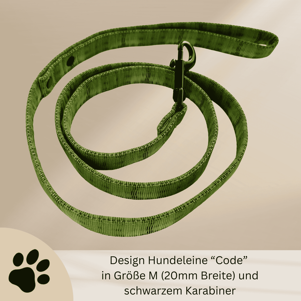 Code – Hundeleine in Grün & Schwarz | Modernes Grafikdesign | Verschiedene Längen & Breiten - Sunbeamstore