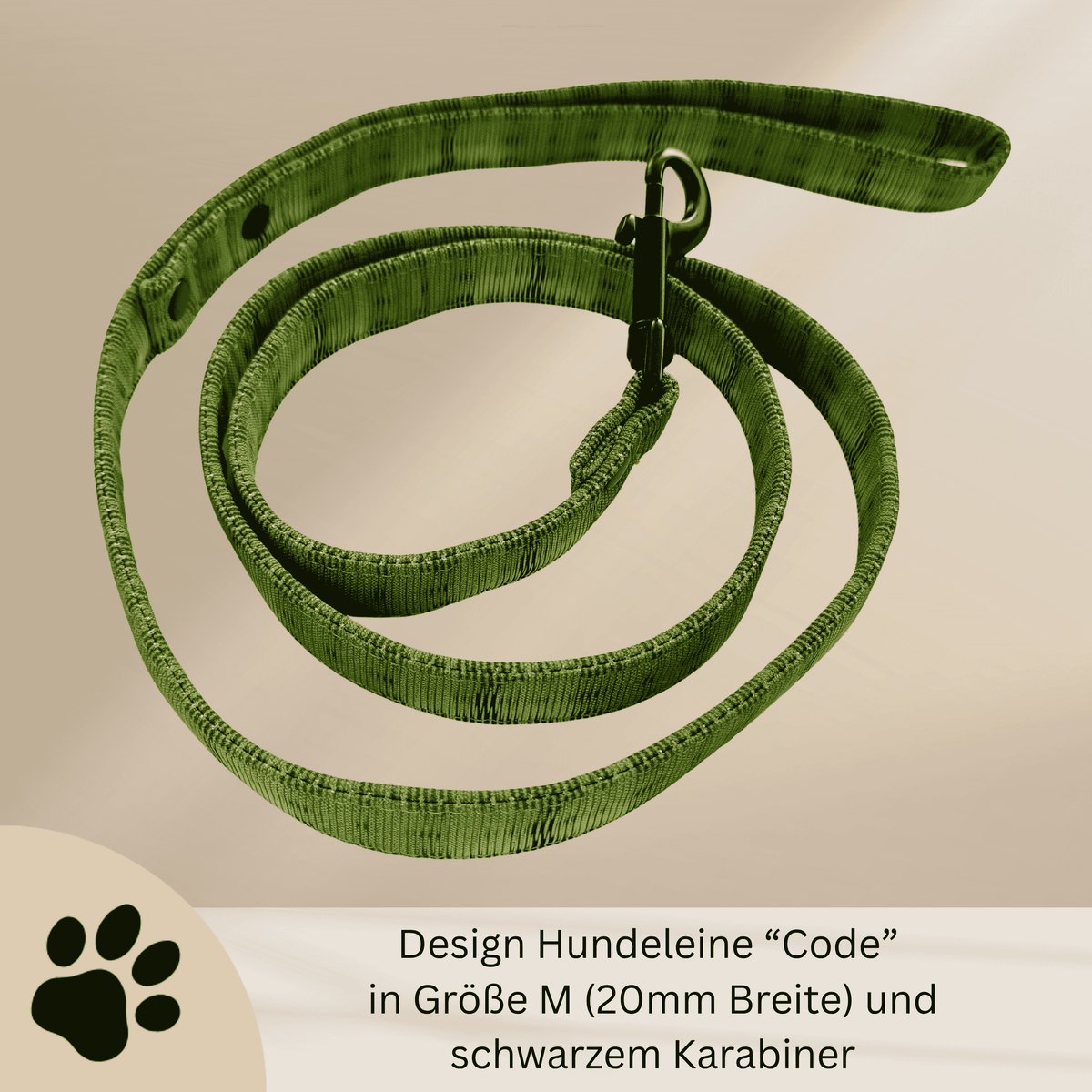 Code – Hundeleine in Grün & Schwarz | Modernes Grafikdesign | Verschiedene Längen & Breiten - Sunbeamstore