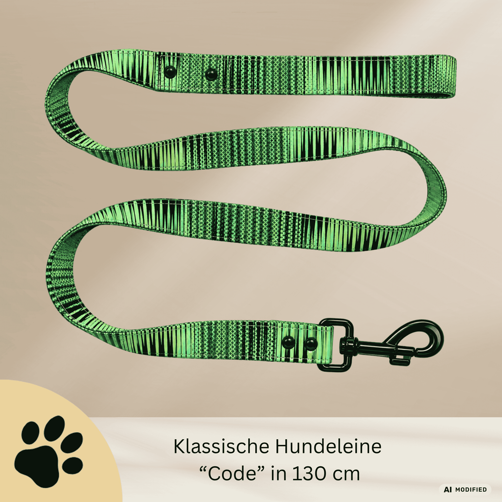 Code – Hundeleine in Grün & Schwarz | Modernes Grafikdesign | Verschiedene Längen & Breiten - Sunbeamstore