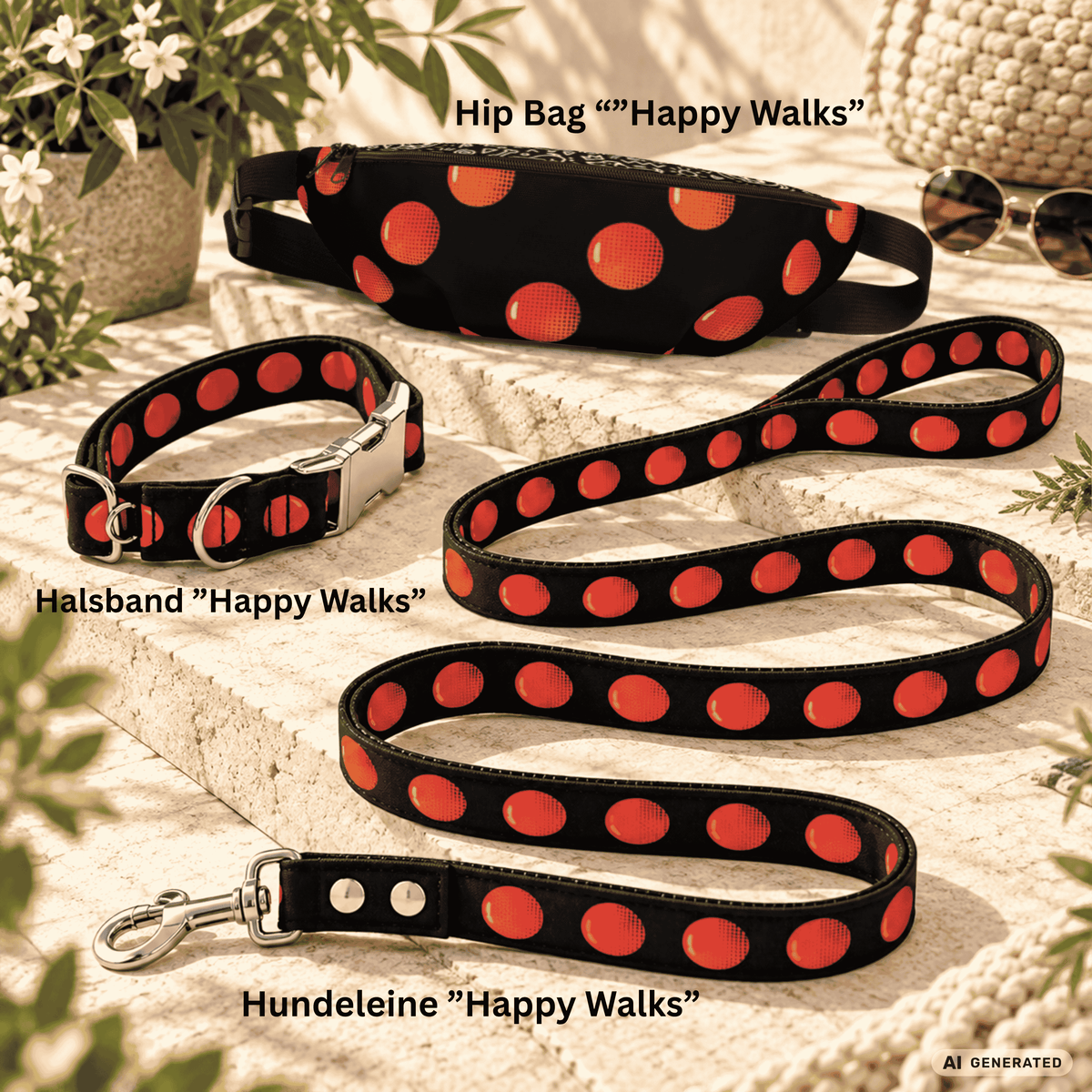 Happy Walks - Hundehalsband mit farbenfrohem Punktemuster - Sunbeamstore