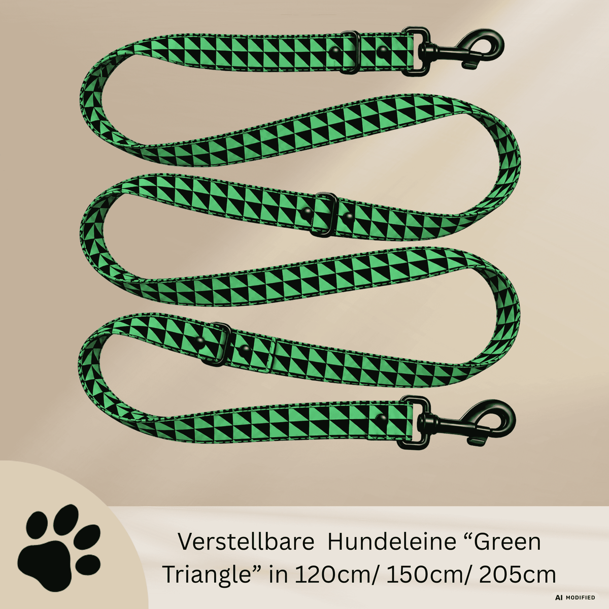 Green Triangle – Design-Hundeleine in Grün & Schwarz | Geometrisches Muster - Sunbeamstore
