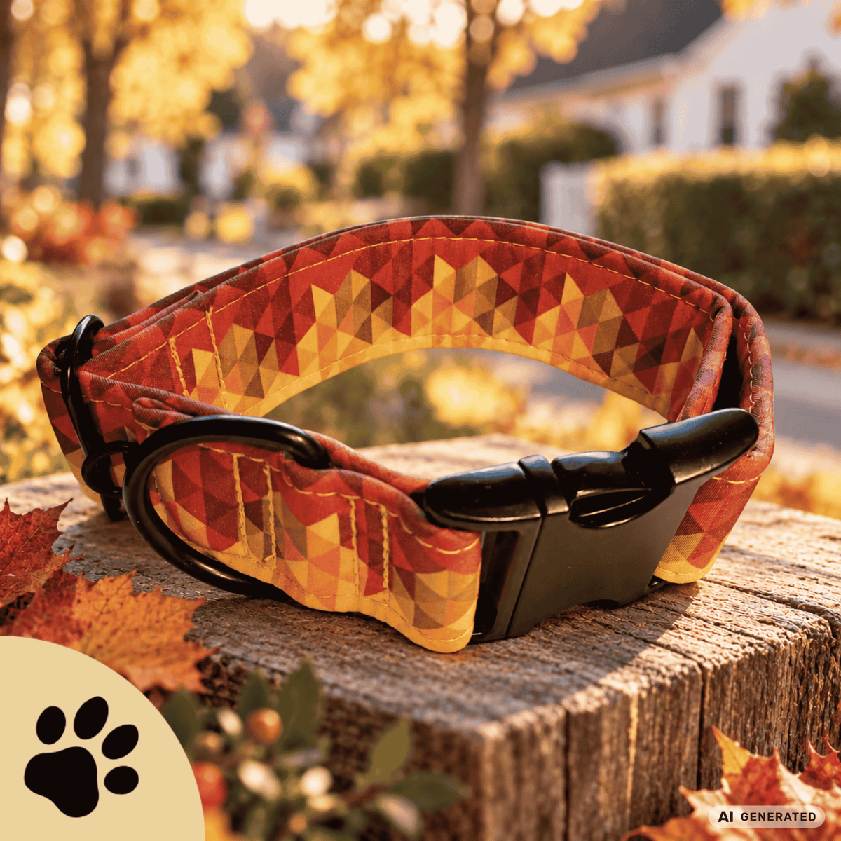 Herbstfeuer - Hundehalsband mit geometrischem Herbstmuster - Sunbeamstore