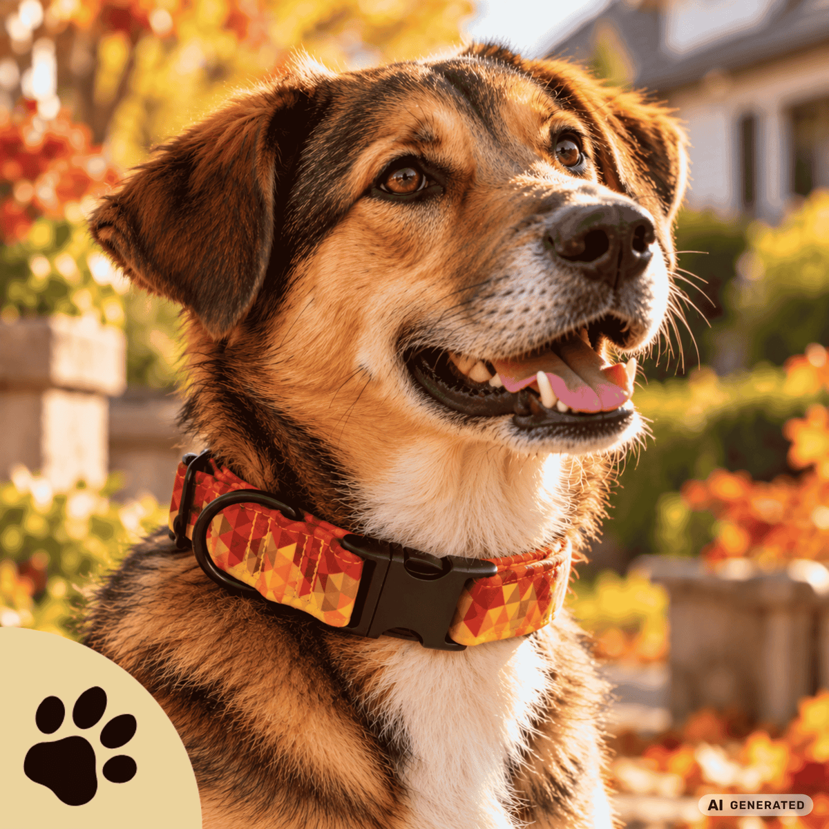 Herbstfeuer - Hundehalsband mit geometrischem Herbstmuster - Sunbeamstore