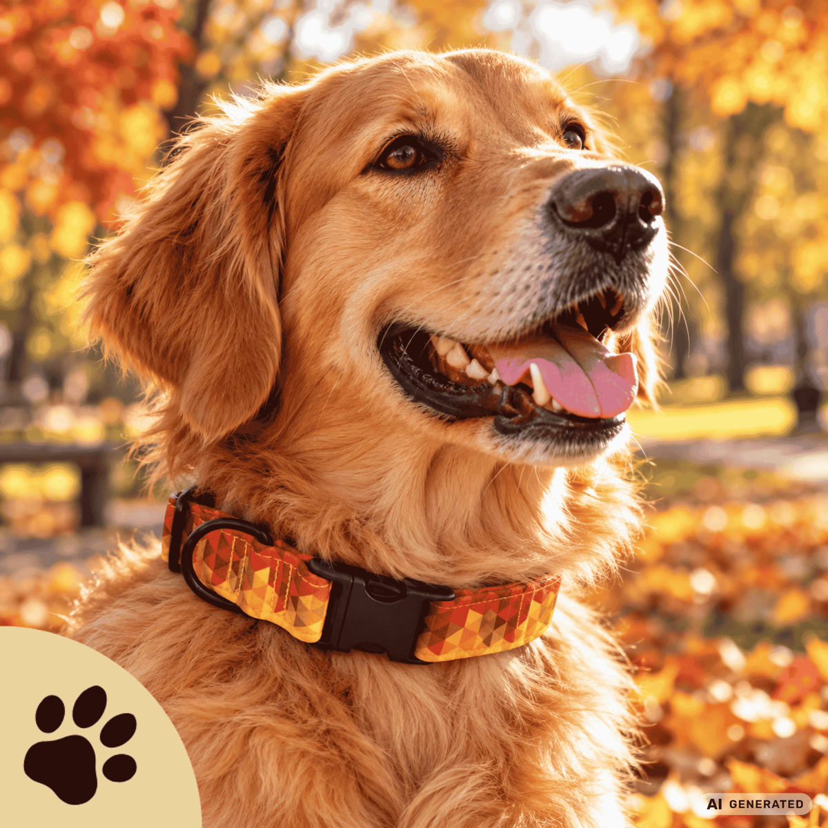 Herbstfeuer - Hundehalsband mit geometrischem Herbstmuster - Sunbeamstore
