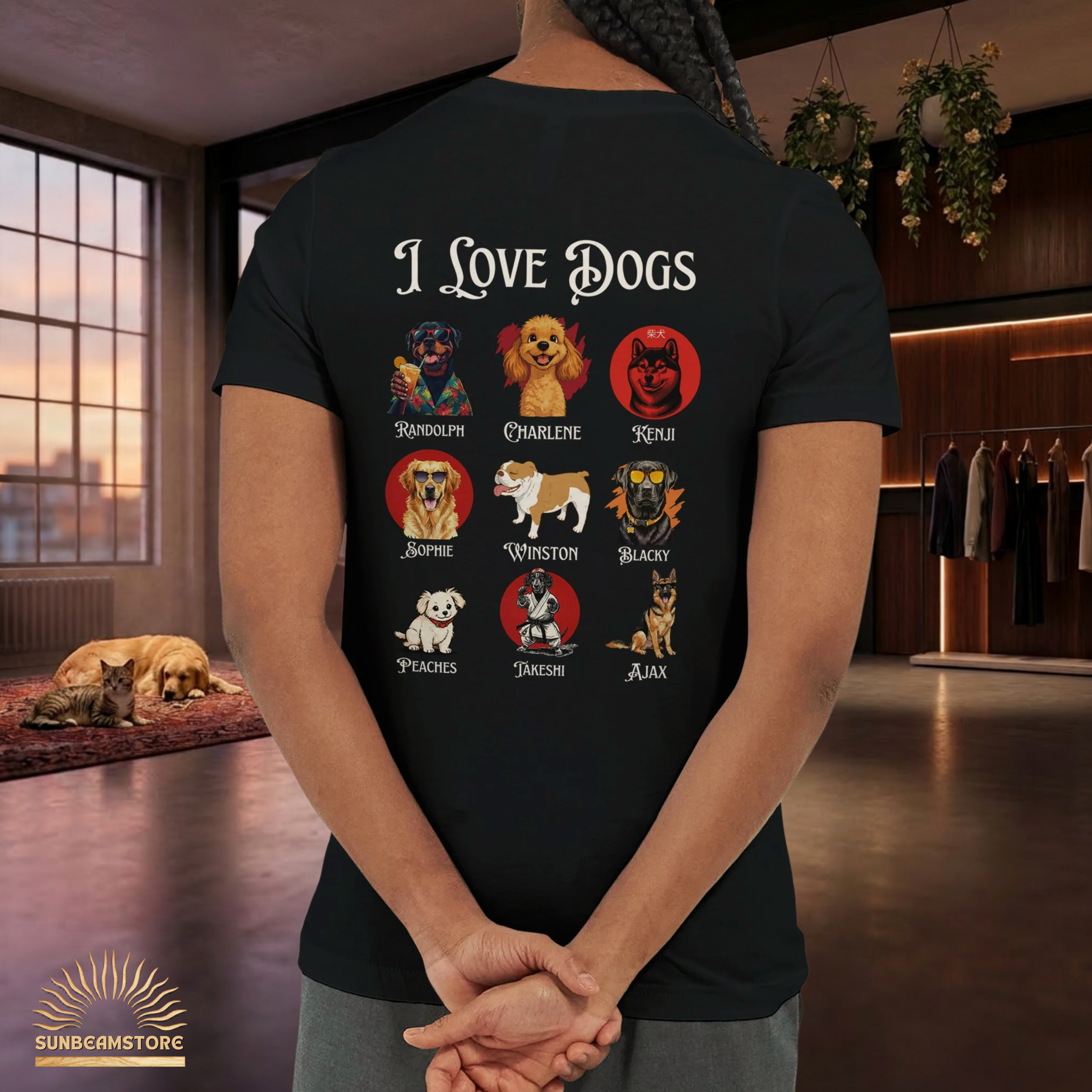 I Love Dogs T-Shirt – Hundeliebe Shirt für Hundefans | Dog Lover Geschenk Unisex Bella Canvas 3001