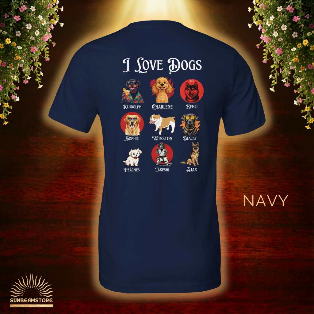 I Love Dogs T-Shirt – Hundeliebe Shirt für Hundefans | Dog Lover Geschenk Unisex Bella Canvas 3001
