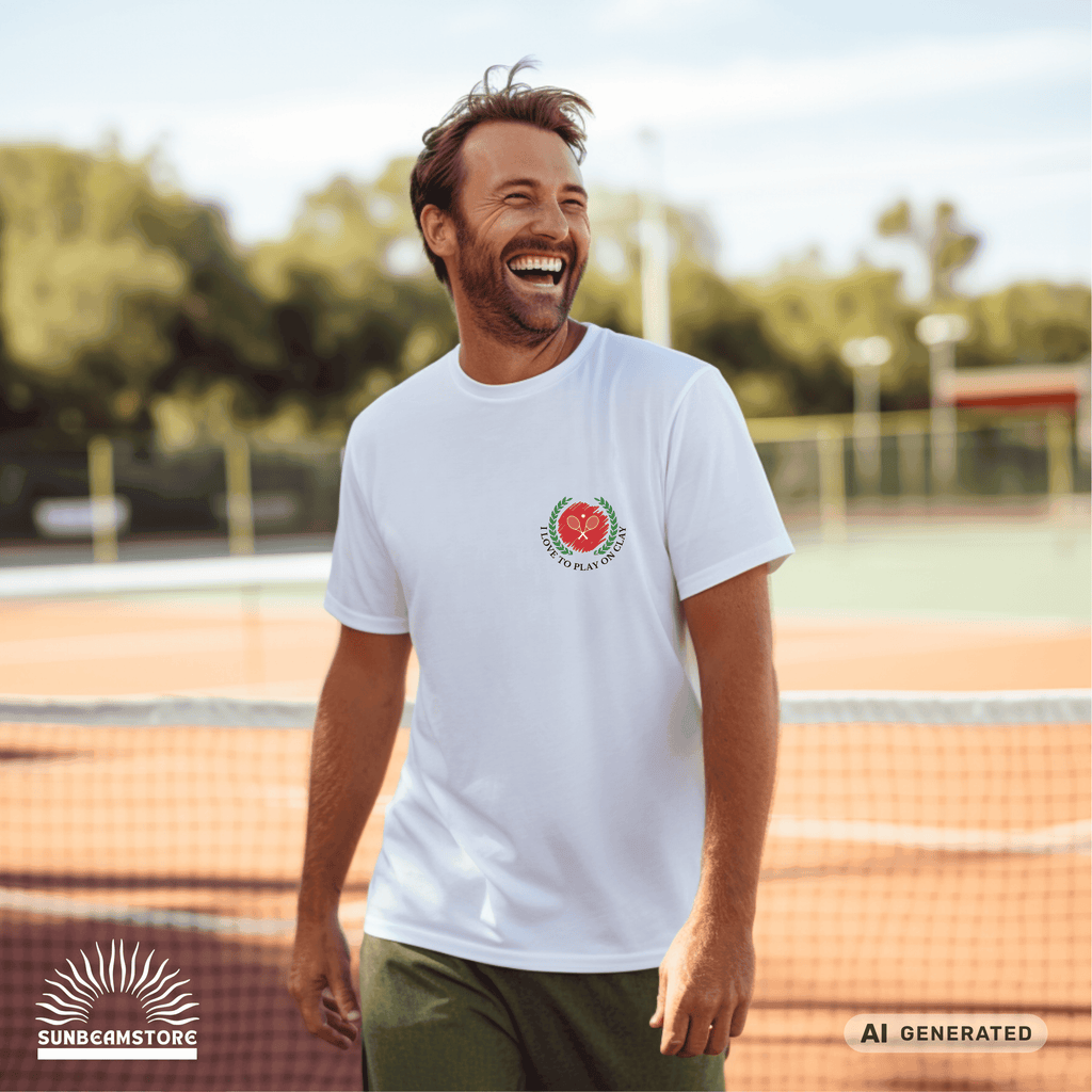 I love to play on clay Tennis Fun Premium Unisex Crewneck T-shirt | Bella + Canvas 3001 - Sunbeamstore