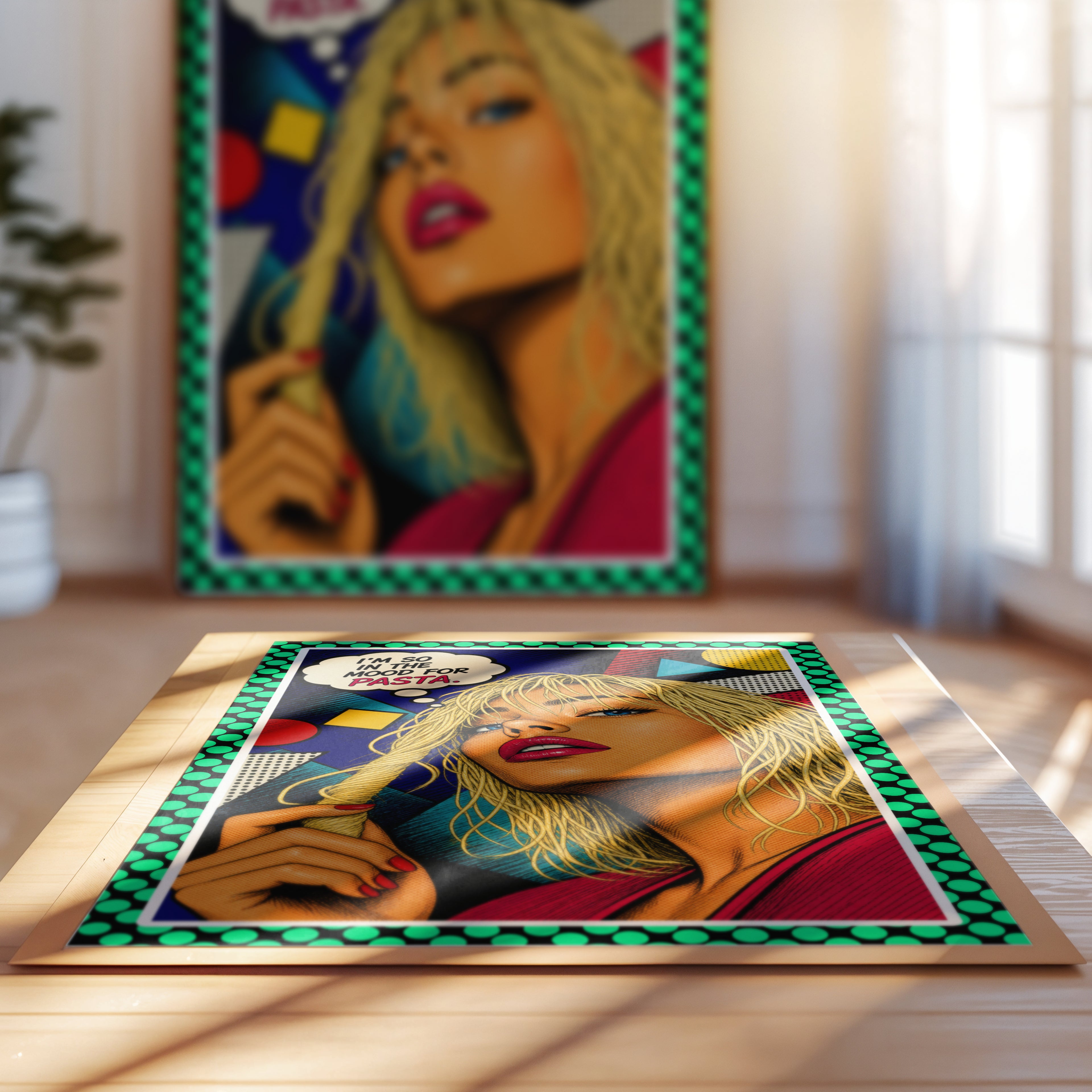 In The Mood For Pasta – Italienisches Pop Art Poster | Lustige Pasta Wandkunst | Retro Comic Küchenbild | The Pasta Series No. 3 | Poster 70x100cm