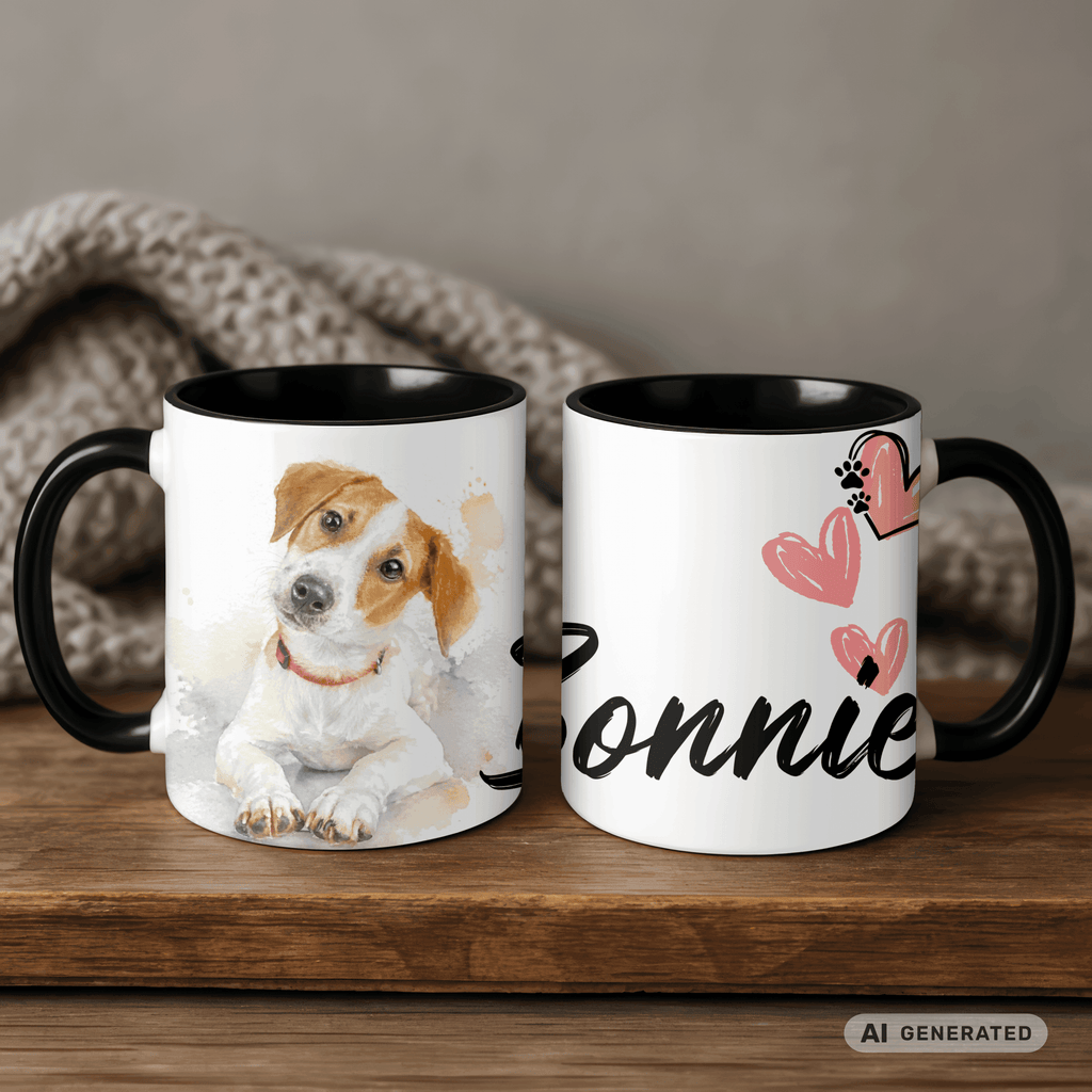 Personalisierte Jack Russell Terrier Tasse 11oz – Aquarell Hundemotiv mit Namen | Geschenk für Jack Russell Terrier Besitzer | Keramiktasse mit Farbwahl - Sunbeamstore