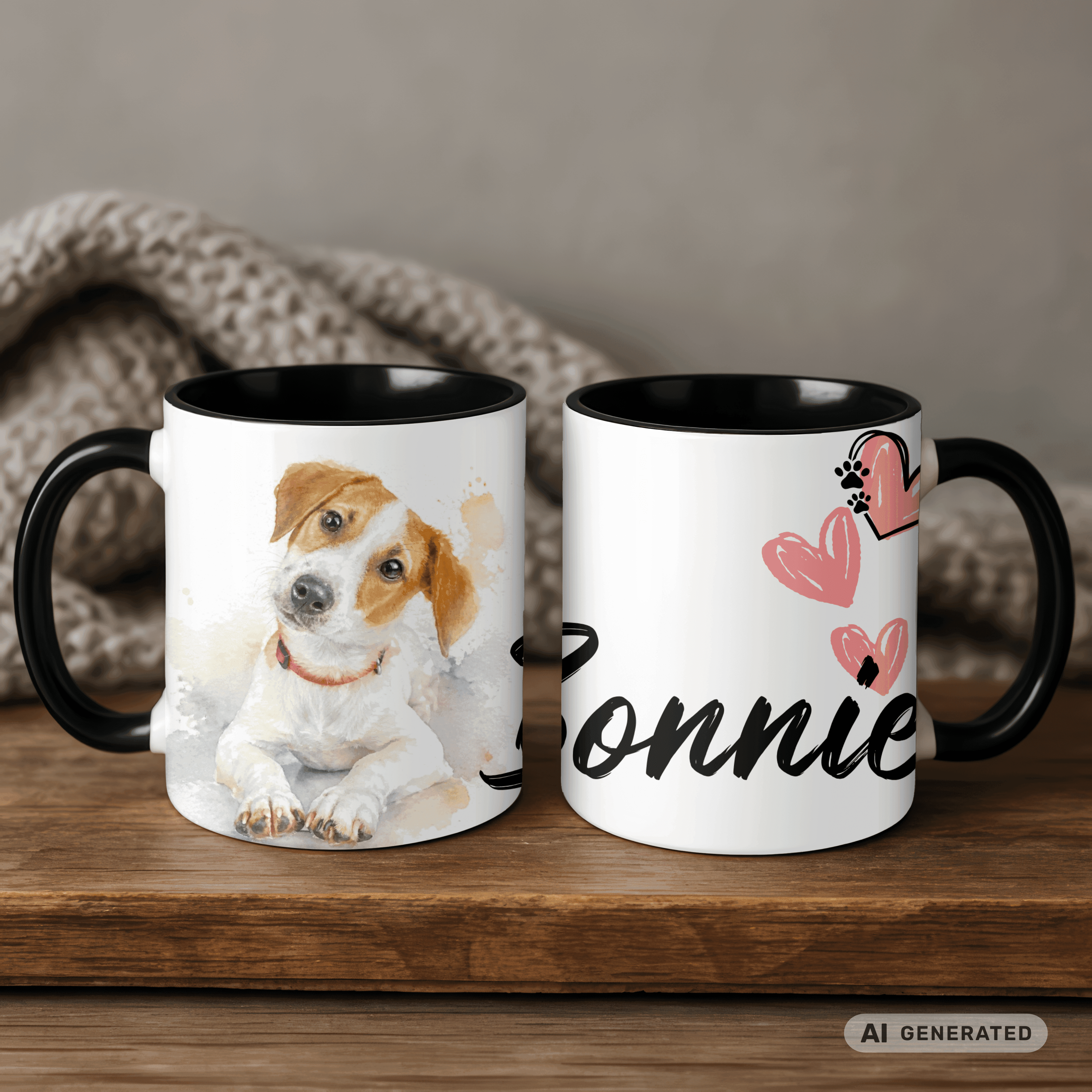 Personalisierte Jack Russell Terrier Tasse 11oz – Aquarell Hundemotiv mit Namen | Geschenk für Jack Russell Terrier Besitzer | Keramiktasse mit Farbwahl - Sunbeamstore