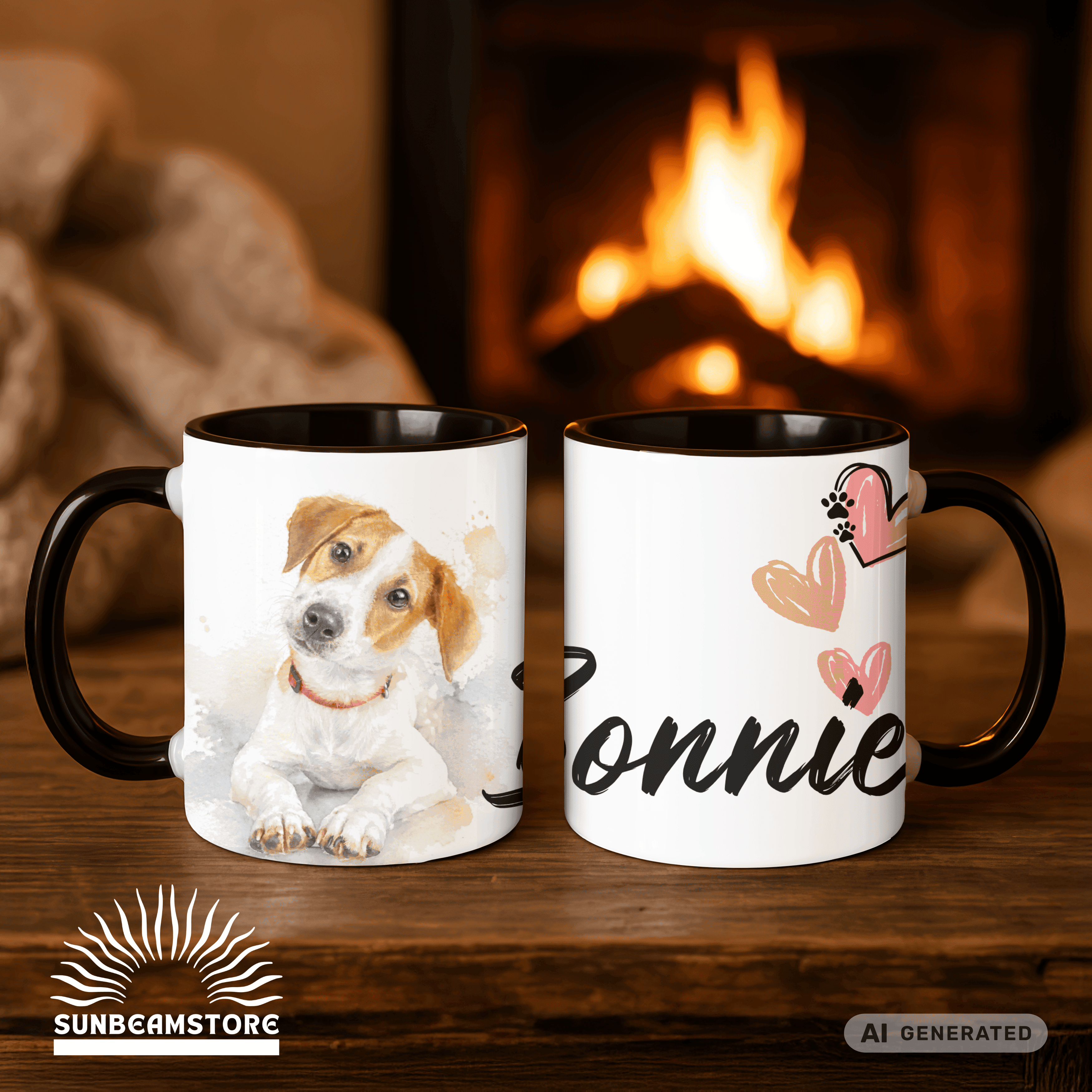 Personalisierte Jack Russell Terrier Tasse 11oz – Aquarell Hundemotiv mit Namen | Geschenk für Jack Russell Terrier Besitzer | Keramiktasse mit Farbwahl - Sunbeamstore