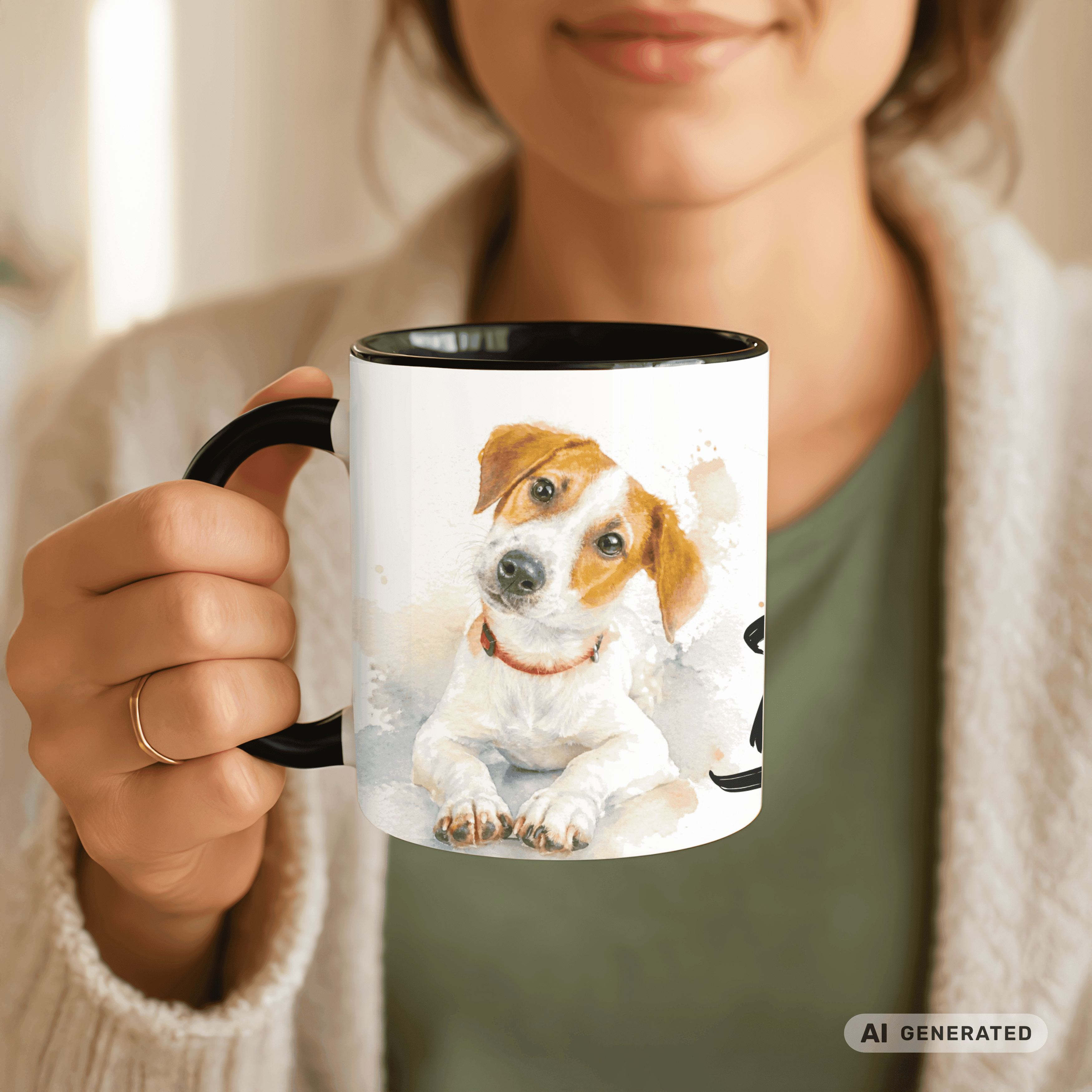 Personalisierte Jack Russell Terrier Tasse 11oz – Aquarell Hundemotiv mit Namen | Geschenk für Jack Russell Terrier Besitzer | Keramiktasse mit Farbwahl - Sunbeamstore