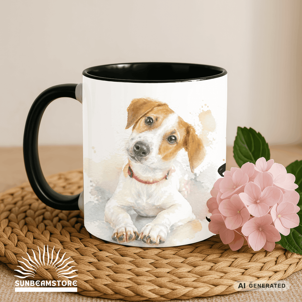 Personalisierte Jack Russell Terrier Tasse 11oz – Aquarell Hundemotiv mit Namen | Geschenk für Jack Russell Terrier Besitzer | Keramiktasse mit Farbwahl - Sunbeamstore