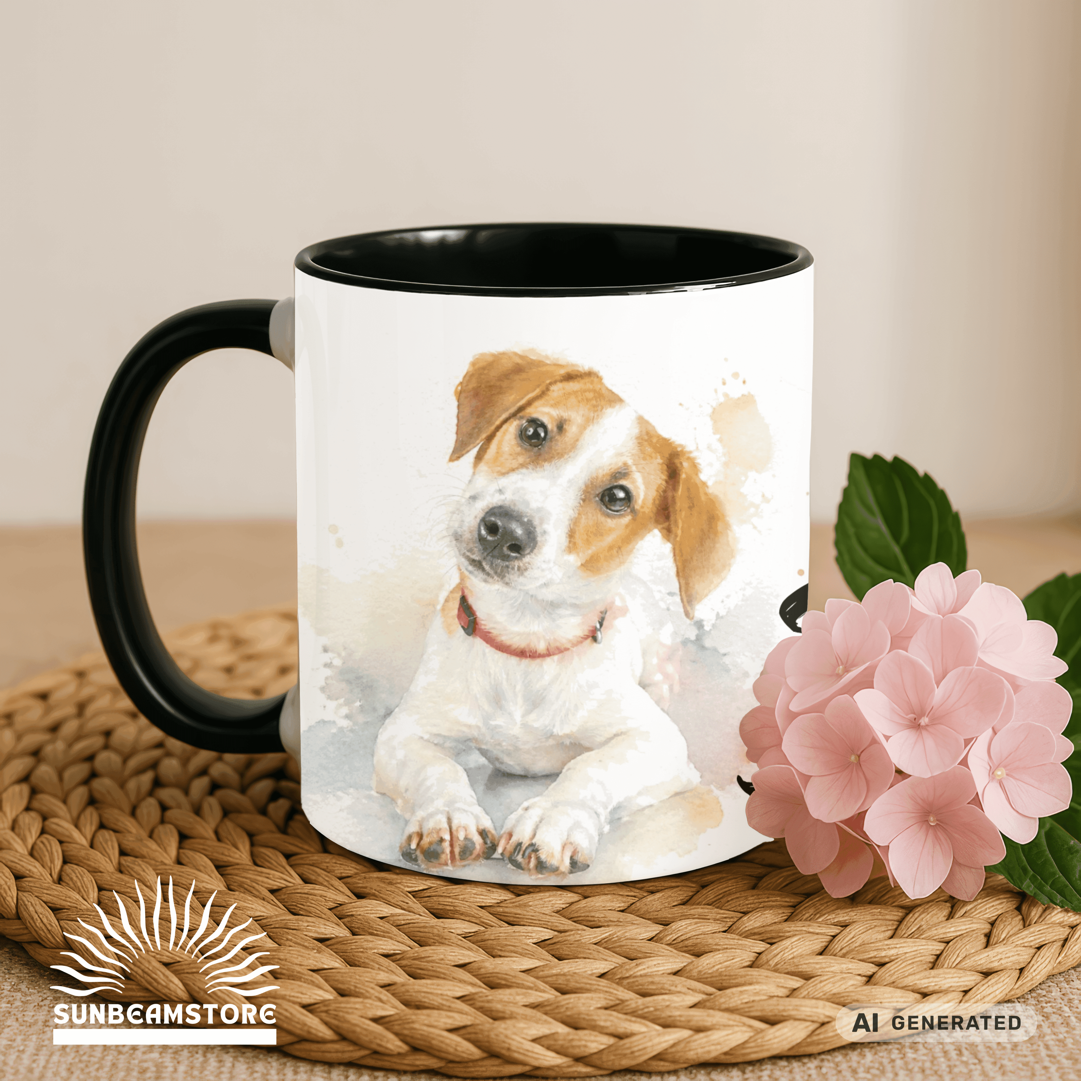 Personalisierte Jack Russell Terrier Tasse 11oz – Aquarell Hundemotiv mit Namen | Geschenk für Jack Russell Terrier Besitzer | Keramiktasse mit Farbwahl - Sunbeamstore