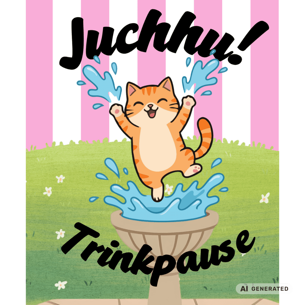 Katzen Trinkflasche "Juchhu! Trinkpause!" | Isolierflasche 500 ml | Lustiges Geschenk für Katzenliebhaber - Sunbeamstore