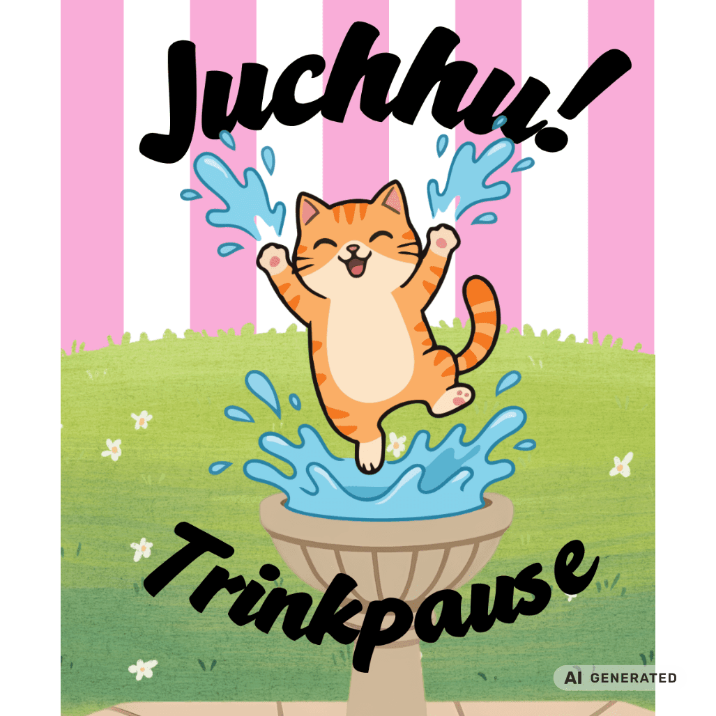 Katzen Trinkflasche "Juchhu! Trinkpause!" | Isolierflasche 500 ml | Lustiges Geschenk für Katzenliebhaber - Sunbeamstore