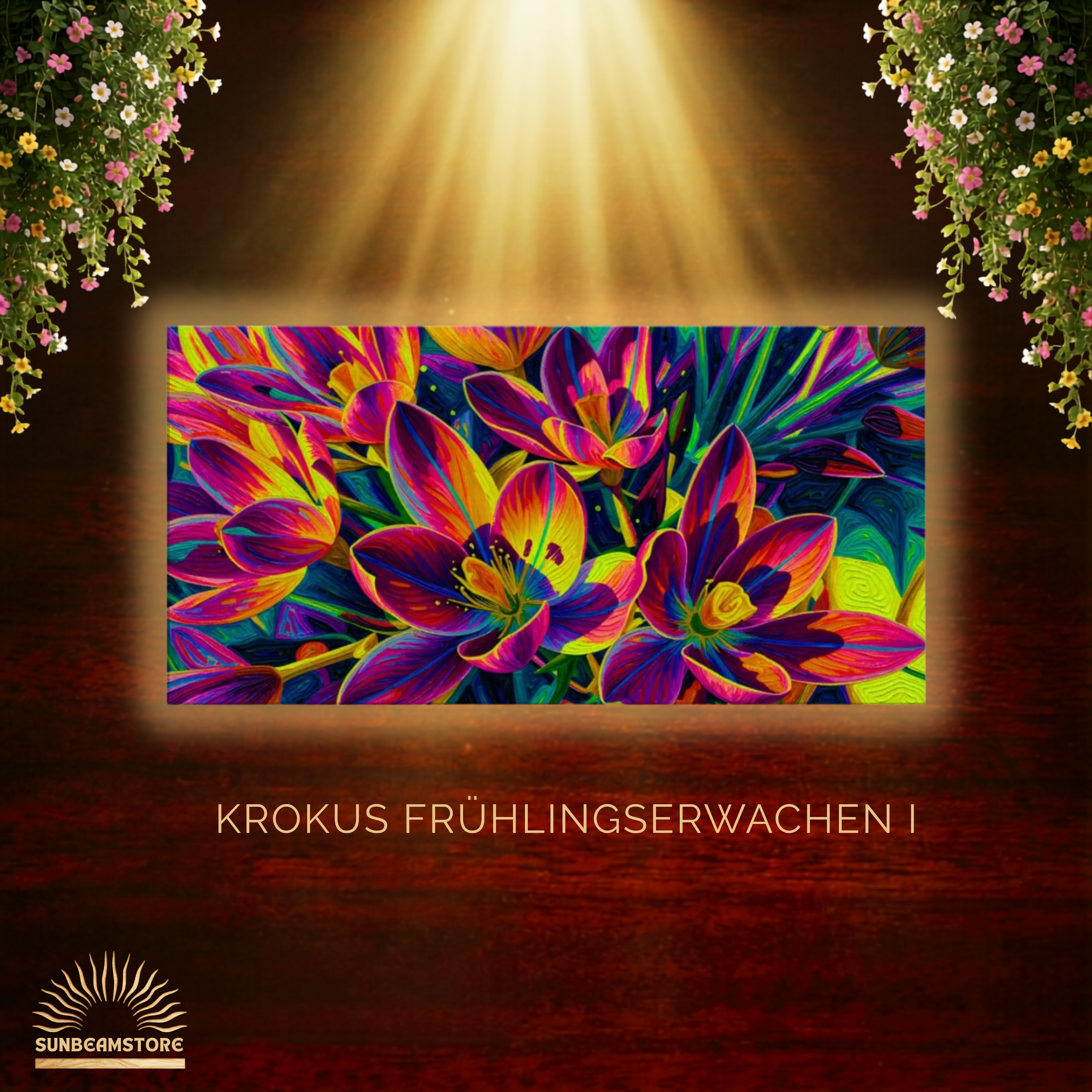Leinwandbild Blumen Bunt – Krokus Frühlingserwachen I | 100×50 cm Canvas Wandbild Modern | Geschenkidee Frühling
