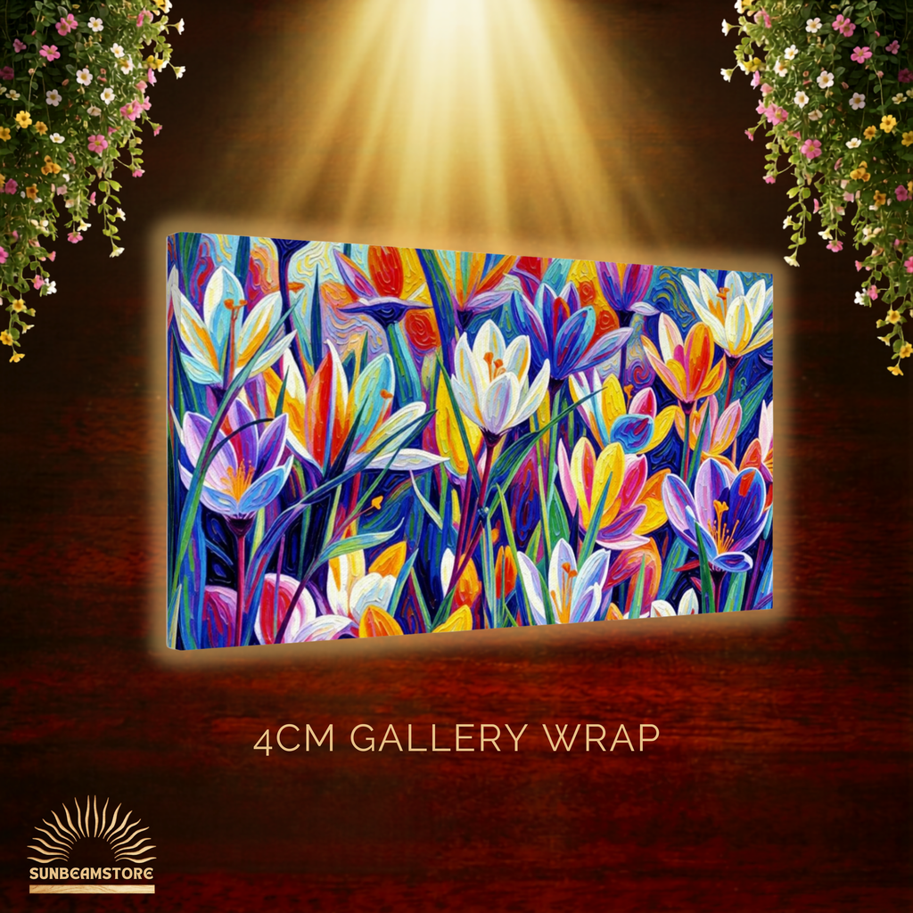 Krokus Frühlingserwachen II – Leinwandbild 100×50 cm | Helles Blumenbild auf Canvas | Moderne Wandkunst