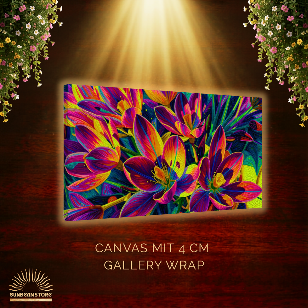 Leinwandbild Blumen Bunt – Krokus Frühlingserwachen I | 100×50 cm Canvas Wandbild Modern | Geschenkidee Frühling