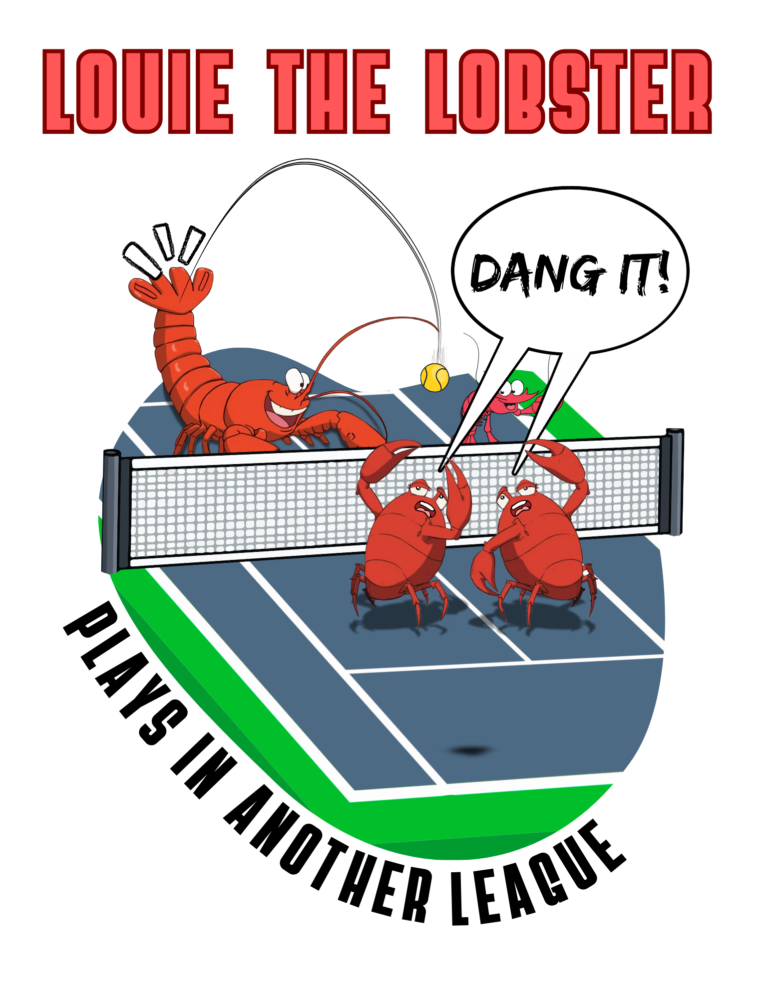 Louie the Lobster lustiges Tennis Heavyweight Unisex Crewneck T shirt | Bella + Canvas 3001