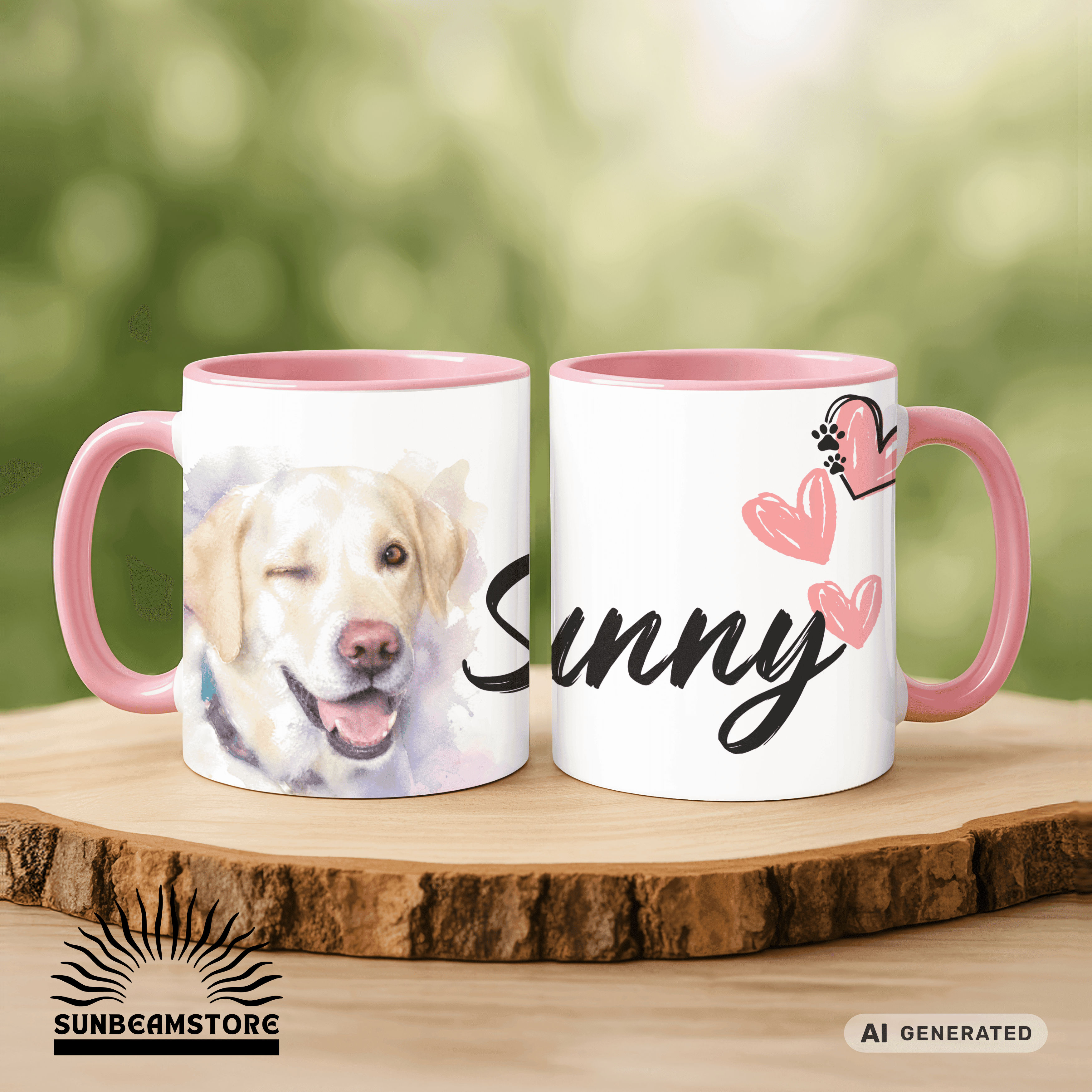 Personalisierte Labrador Retriever Tasse 11oz – Aquarell Hundemotiv mit Namen | Geschenk für Labrador Retriever Besitzer | Keramiktasse mit Farbwahl - Sunbeamstore