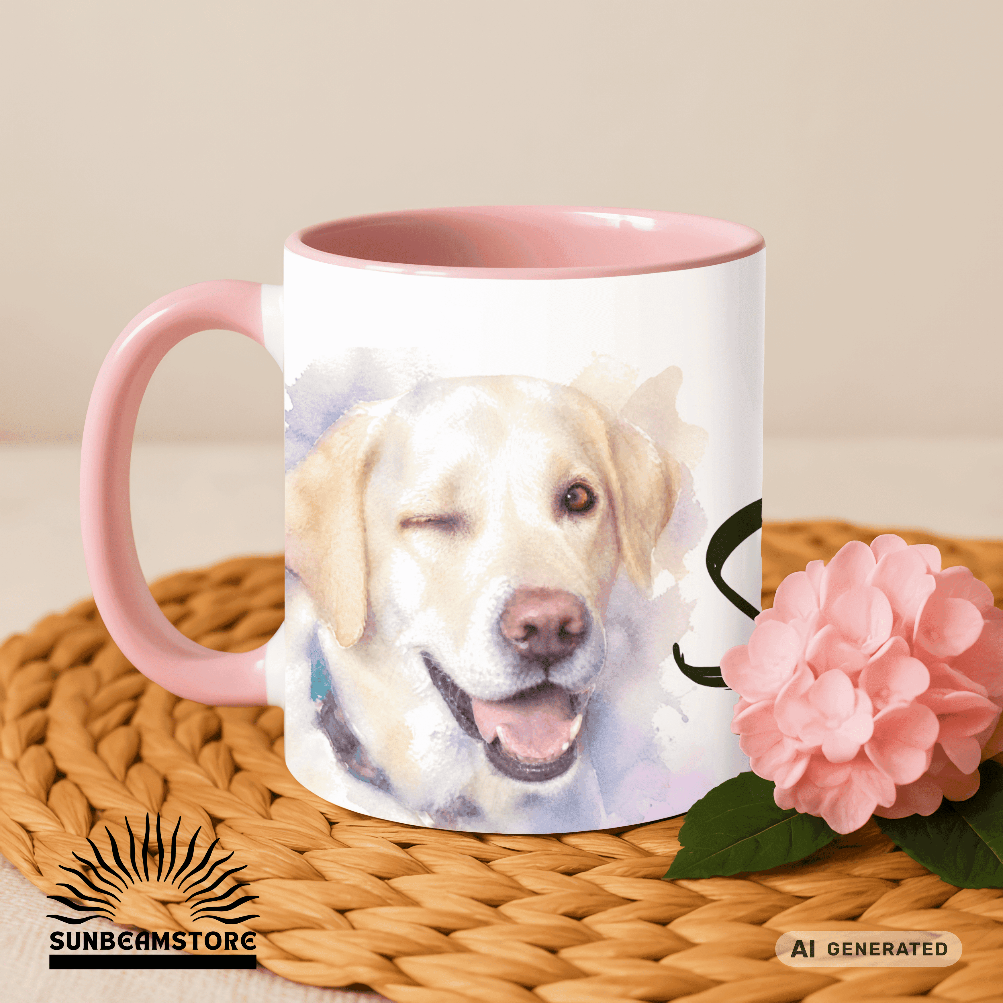 Personalisierte Labrador Retriever Tasse 11oz – Aquarell Hundemotiv mit Namen | Geschenk für Labrador Retriever Besitzer | Keramiktasse mit Farbwahl - Sunbeamstore