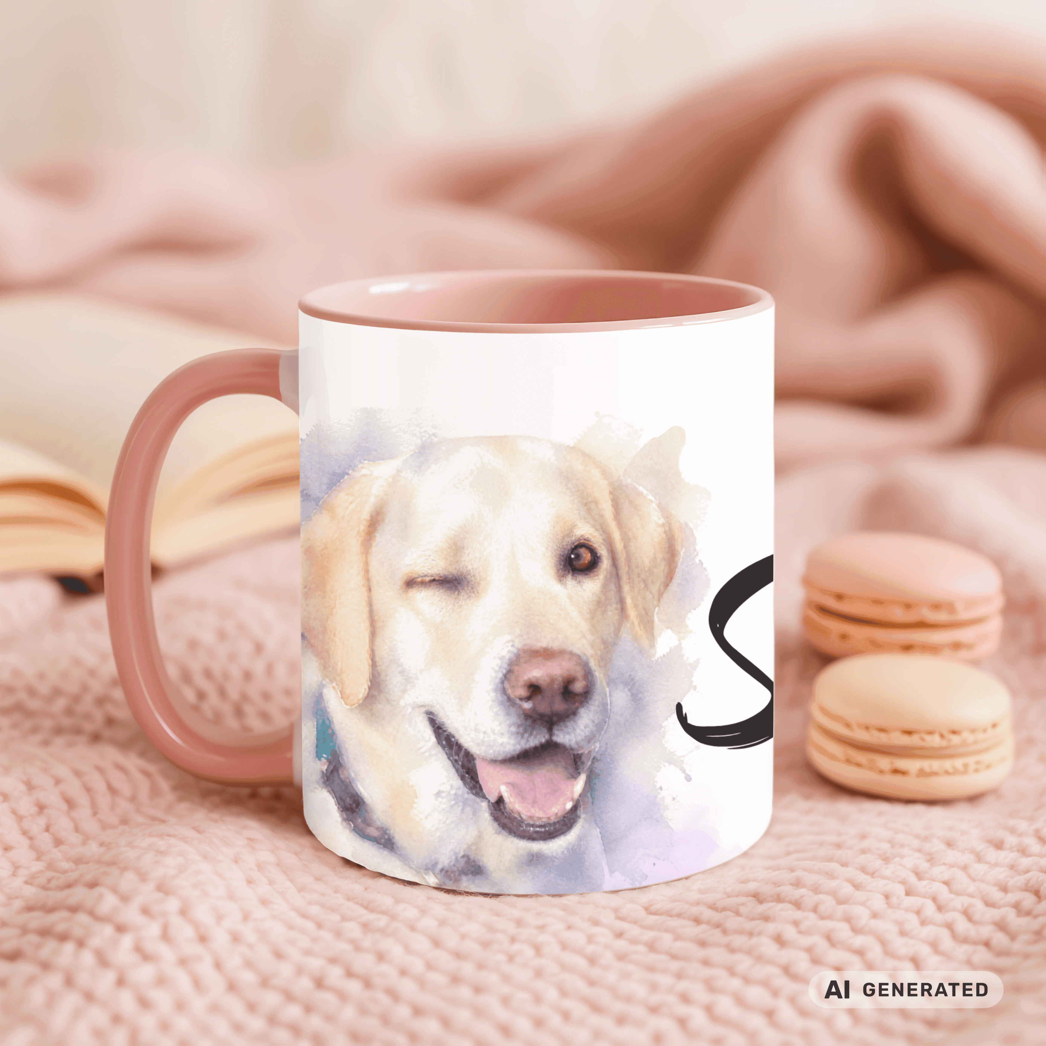 Personalisierte Labrador Retriever Tasse 11oz – Aquarell Hundemotiv mit Namen | Geschenk für Labrador Retriever Besitzer | Keramiktasse mit Farbwahl - Sunbeamstore