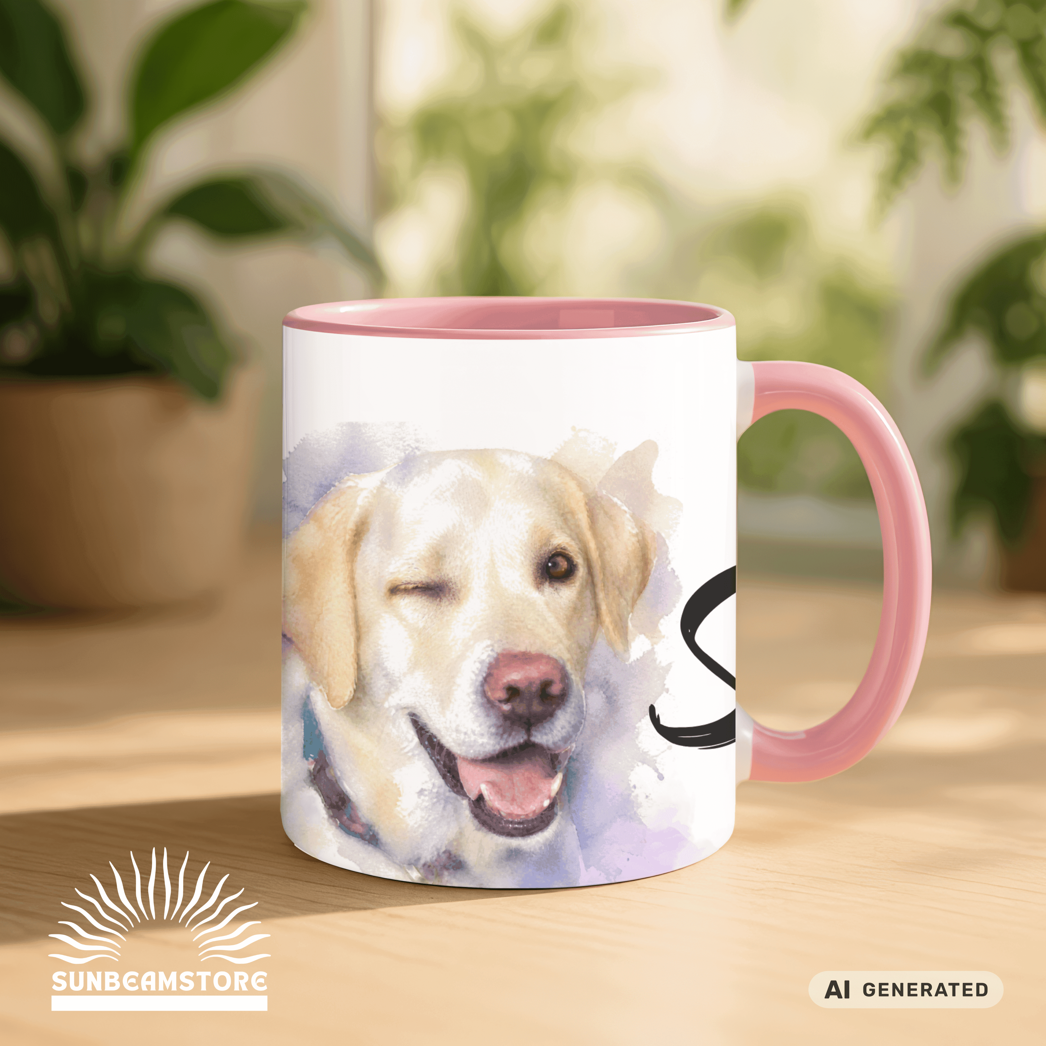 Personalisierte Labrador Retriever Tasse 11oz – Aquarell Hundemotiv mit Namen | Geschenk für Labrador Retriever Besitzer | Keramiktasse mit Farbwahl - Sunbeamstore