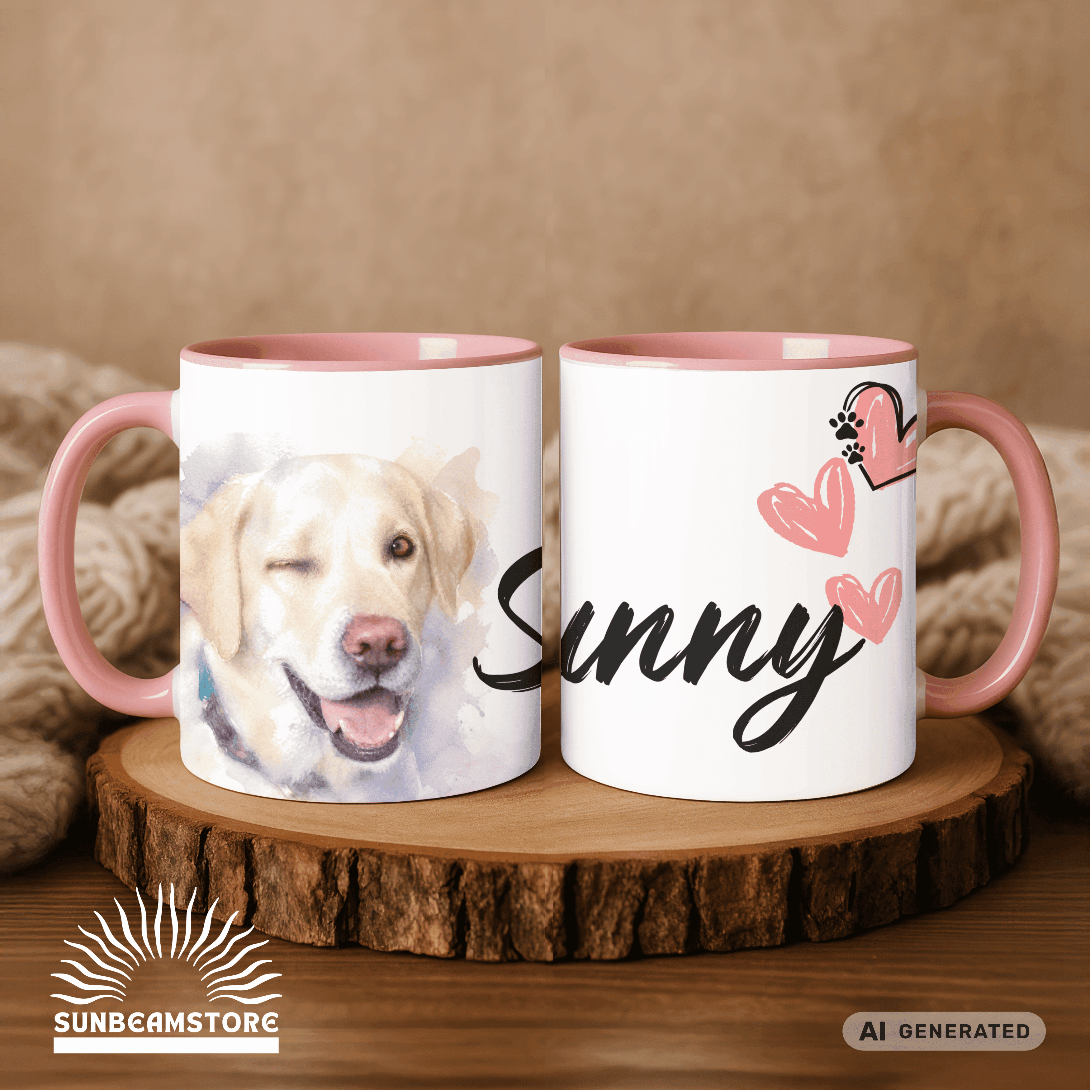 Personalisierte Labrador Retriever Tasse 11oz – Aquarell Hundemotiv mit Namen | Geschenk für Labrador Retriever Besitzer | Keramiktasse mit Farbwahl - Sunbeamstore