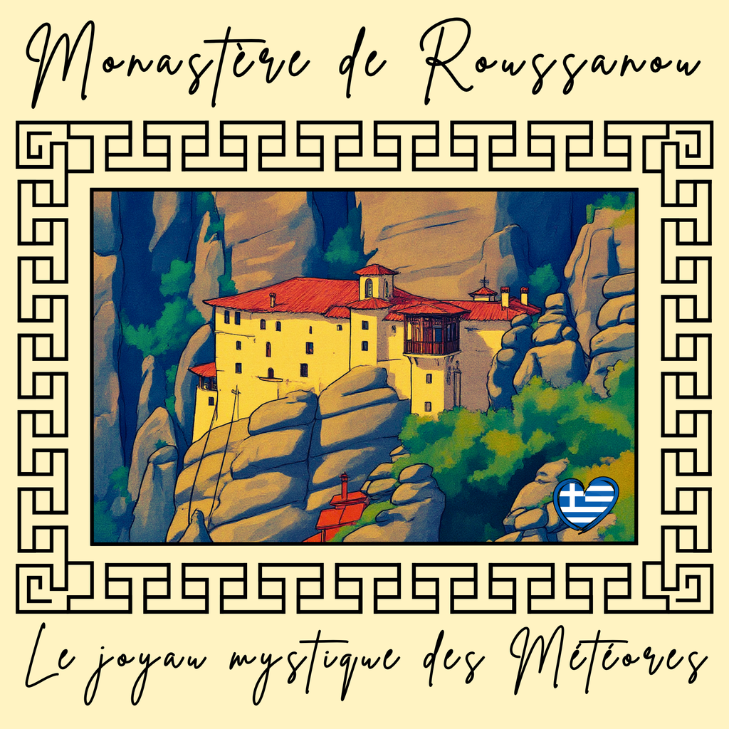 Stofftasche Meteora – Griechisches Kloster Design, Kunst Tote Bag, Geschenk für Griechenlandfans