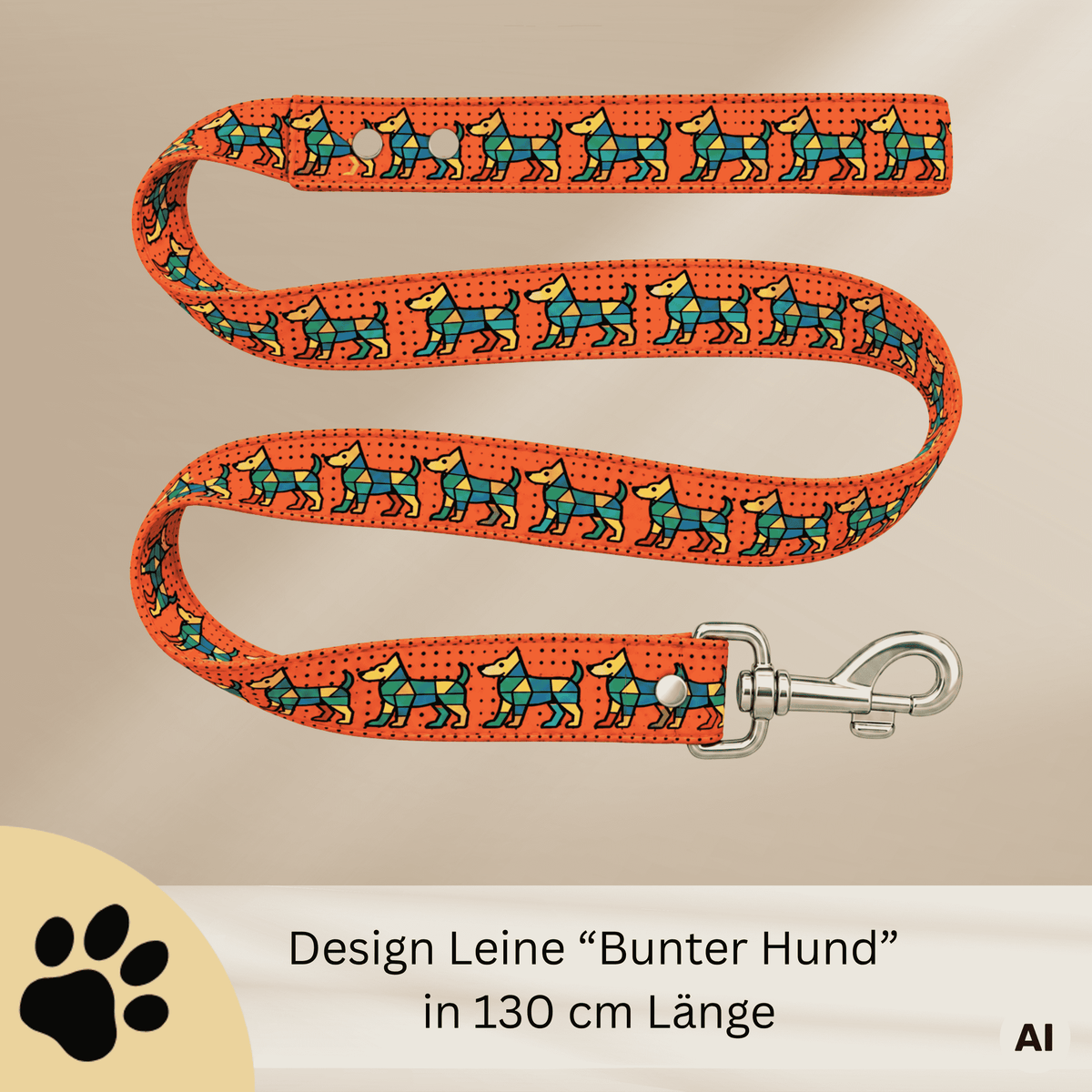 Bunter Hund - Hundeleine mit farbenfrohem Muster als Standard-oder verstellbare Leine - Sunbeamstore