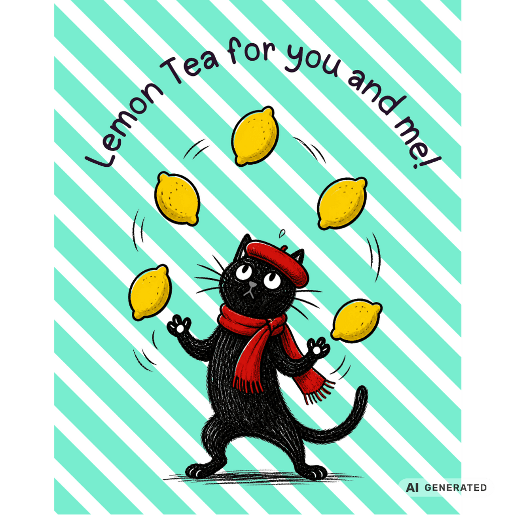 🍋🐱 Katzen Trinkflasche "Lemon Tea for You and Me!" | Isolierflasche 500 ml | Edelstahl Wasserflasche für Katzenfans - Sunbeamstore