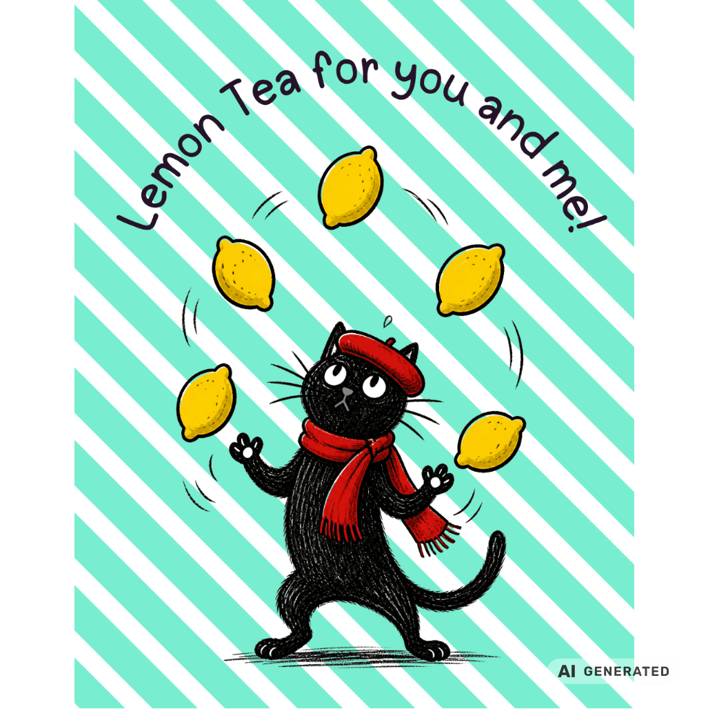 🍋🐱 Katzen Trinkflasche "Lemon Tea for You and Me!" | Isolierflasche 500 ml | Edelstahl Wasserflasche für Katzenfans - Sunbeamstore