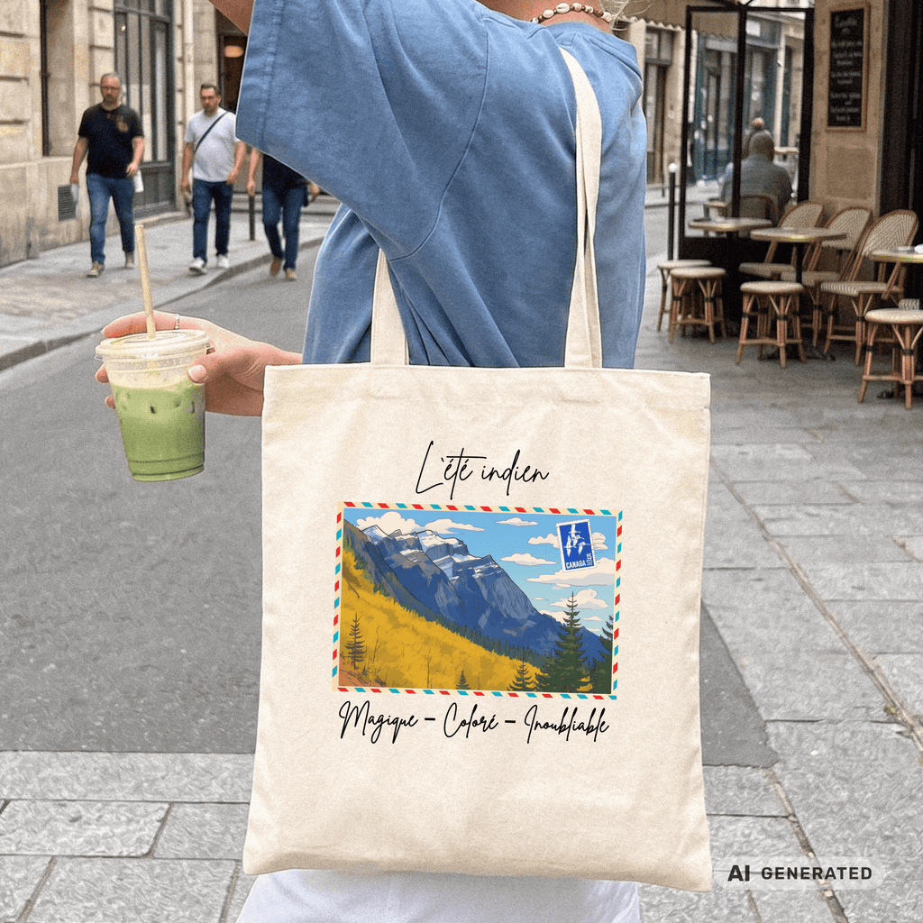 Stofftasche Kanada – Indian Summer Kunstmotiv, Jutebeutel Berge, Reise Tote Bag, ästhetische Natur Tasche - Sunbeamstore