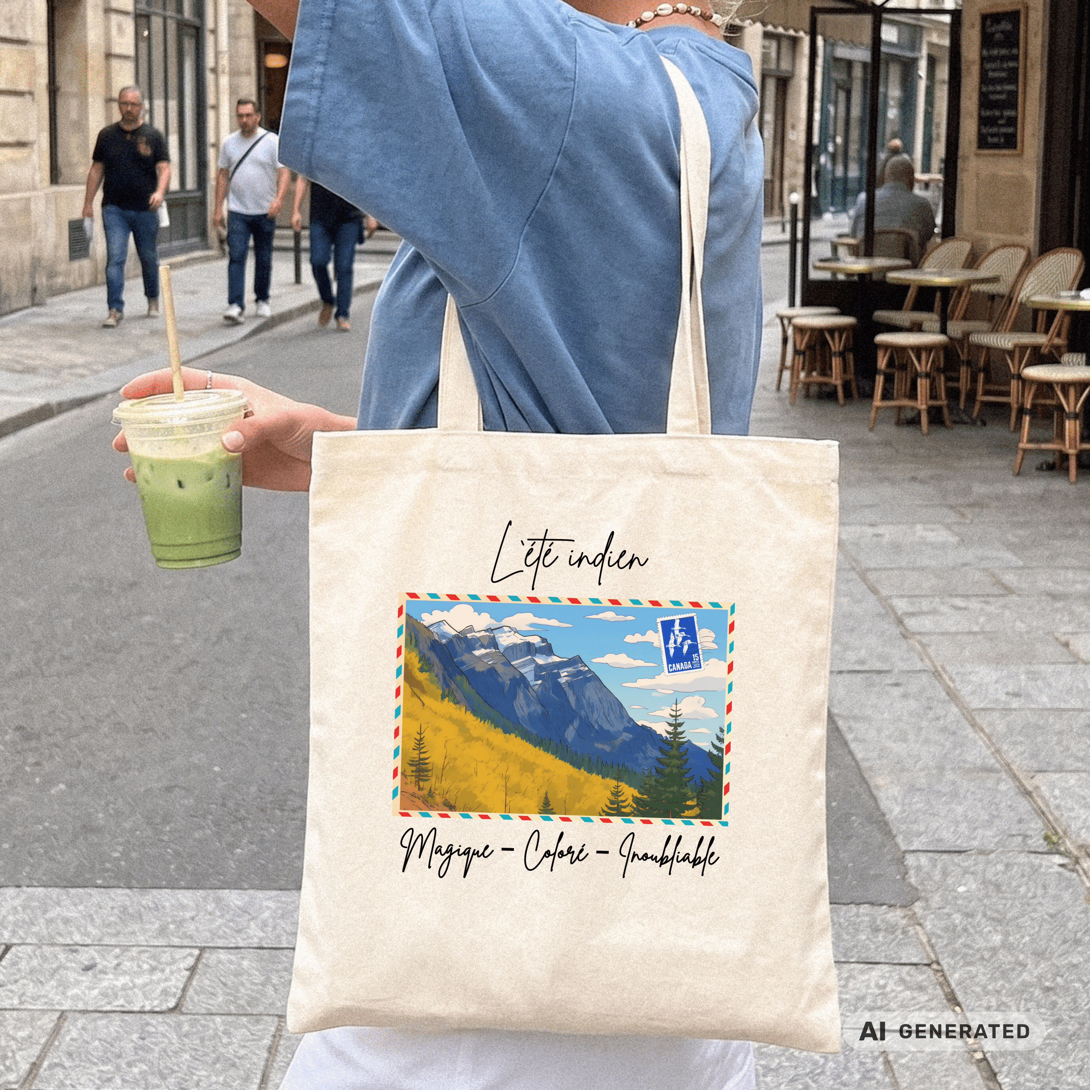 Stofftasche Kanada – Indian Summer Kunstmotiv, Jutebeutel Berge, Reise Tote Bag, ästhetische Natur Tasche - Sunbeamstore