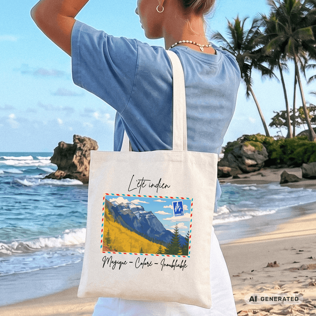 Stofftasche Kanada – Indian Summer Kunstmotiv, Jutebeutel Berge, Reise Tote Bag, ästhetische Natur Tasche - Sunbeamstore
